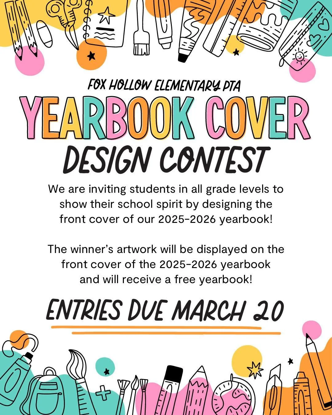 ✍️ Students are welcome to participate in our Yearbook Cover Design Contest! 

‼️ Entries are due no later than March 20th

➡️please make sure to swipe and see all of the requirements &amp; tips for a good entry!