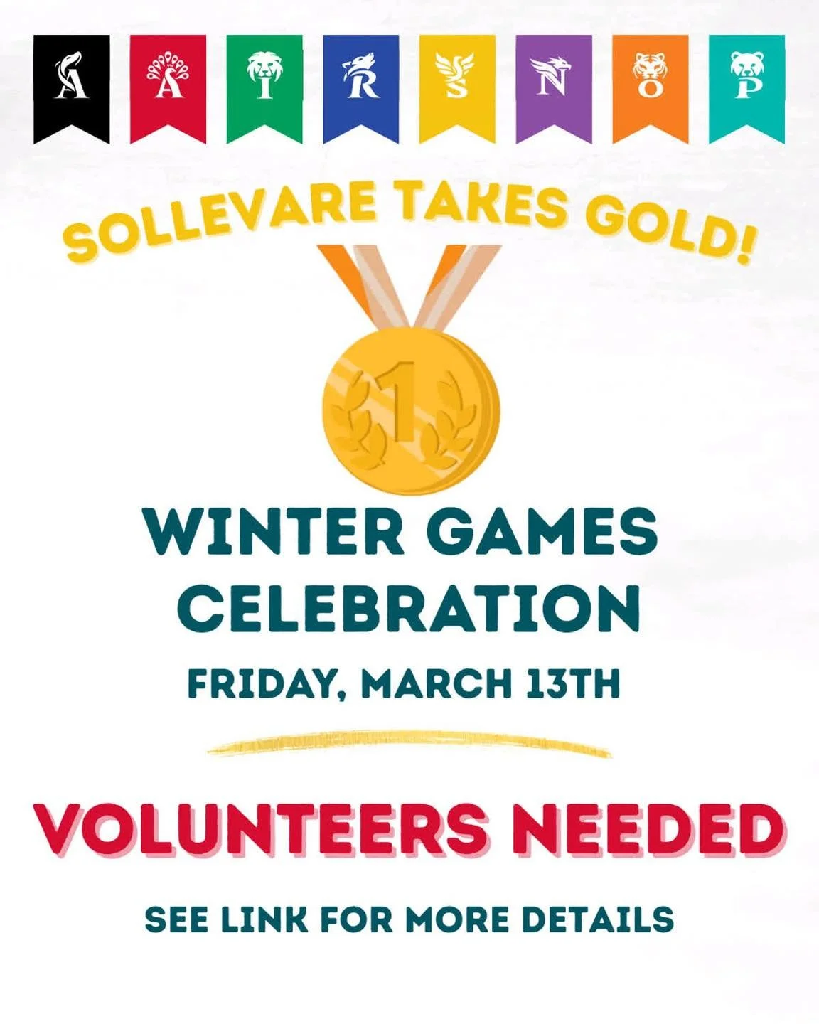 🥇 We are so excited to celebrate Sollevare taking the gold! 

We need some volunteers to help make this a fun celebration! 🎉 

https://signup.com/go/qOovcXQ
