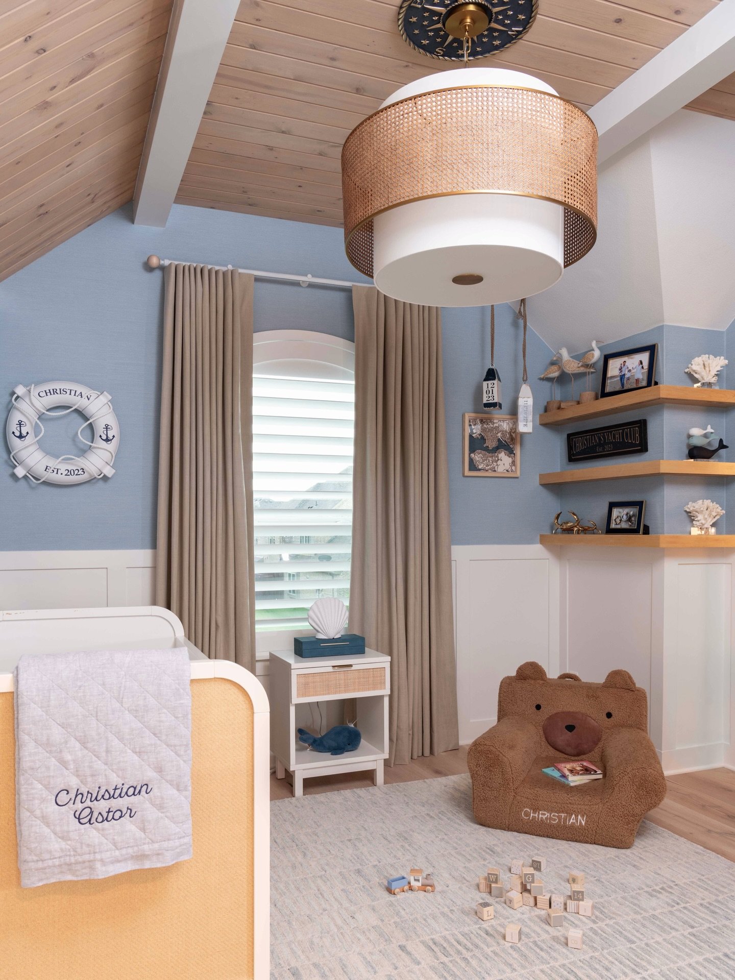 Sharing one more sweet angle of Baby Christian&rsquo;s Nautical Nursery ⚓💙
Swipe to see how the room looked before ➡️➡️ and all the custom changes we created just for him!
The soft blues, warm woods, custom details, and personalized touches make thi