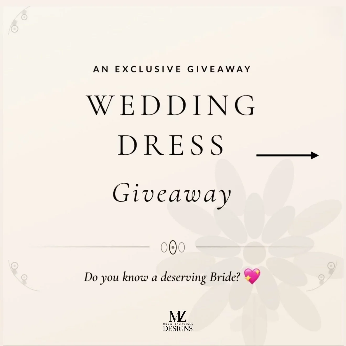 ✨💍 WEDDING DRESS GIVEAWAY✨💍

Do you know a deserving Bride!??

This dress deserves a love story! 
So instead of selling it, I&rsquo;m gifting it to a bride who truly needs it. 💖 

👗 THE DRESS 
This dress is pre-loved but timeless, romantic, and a