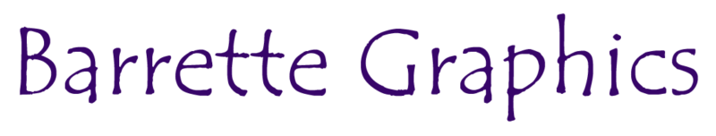 Text reading "Barrette Graphics" in purple font on a black background.