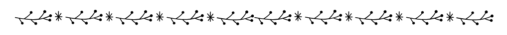 Decorative horizontal border with a pattern of vines, small circles, and star-like symbols.