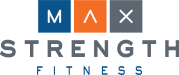 Logo with a stylized 'M' and icons above the word 'STRENGTH FITNESS'