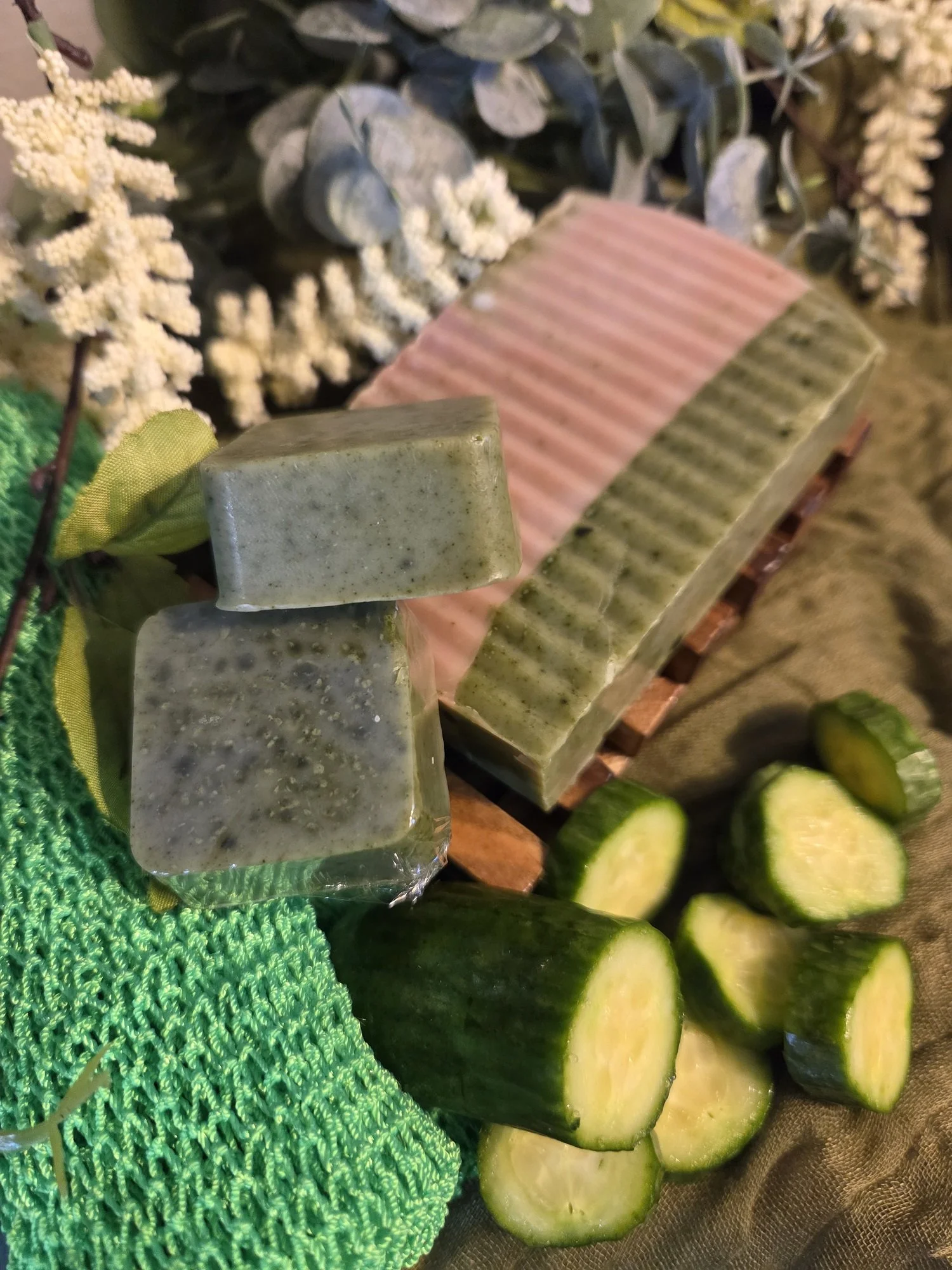 All Natural Soap Bar - Herbal Caress ( Cucumber & Eucalyptus)