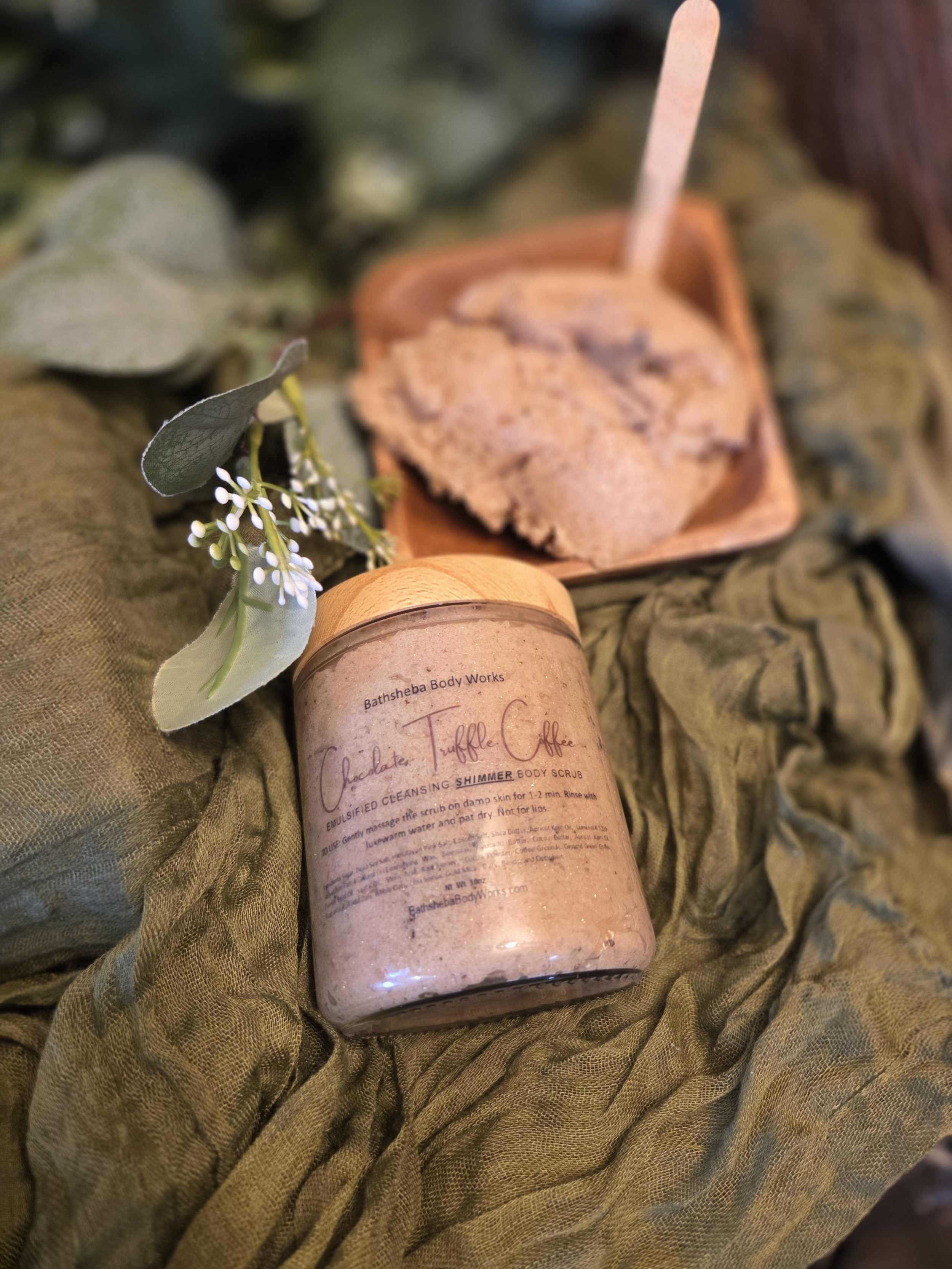 Emulsified Body Scrub - Chocolate Truffle Coffee (with Gold Shimmer)