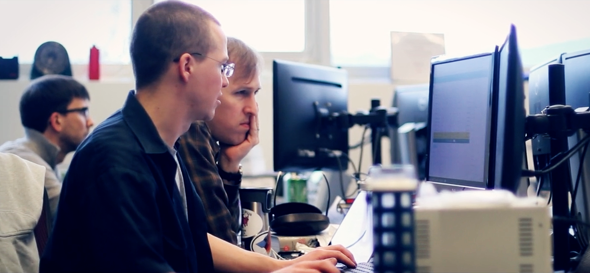 CTO Dave Rollinson and Software Engineer Matt Tesch at work