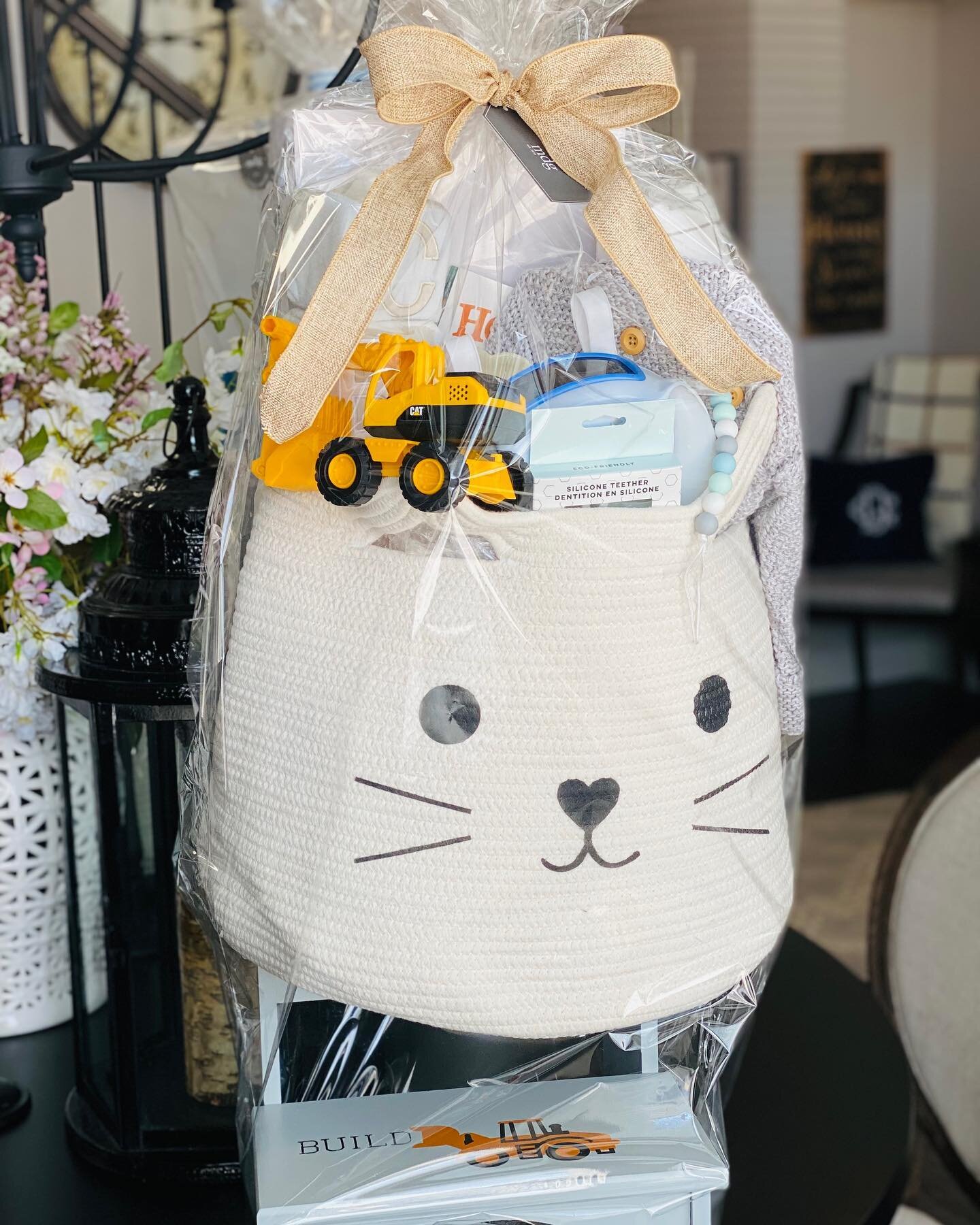 This huge baby basket was one of our favourites to make! 

It has everything from toys to clothes to a cute little tractor step stool! 

.
.
.
.
#giftbasket #giftbaskets #giftideas #gourmetgiftbaskets #giftbasketsforalloccasions #customizedgiftbasket