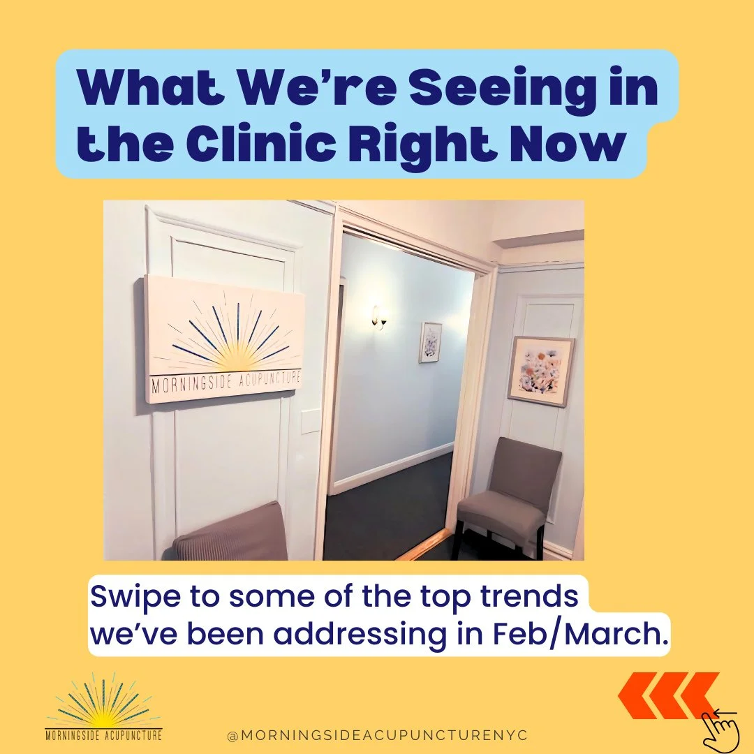 Here are some of the trends we&rsquo;re seeing in the clinic right now:⁠
⁠
🥶 Sciatica flare-ups⁠
&rarr; Read &ldquo;Sciatica Treatment NYC&rdquo; and &ldquo;Acupuncture for Low Back Pain&rdquo; on our blog.⁠
⁠
🧠 Migraines⁠
&rarr; Check out &ldquo;B