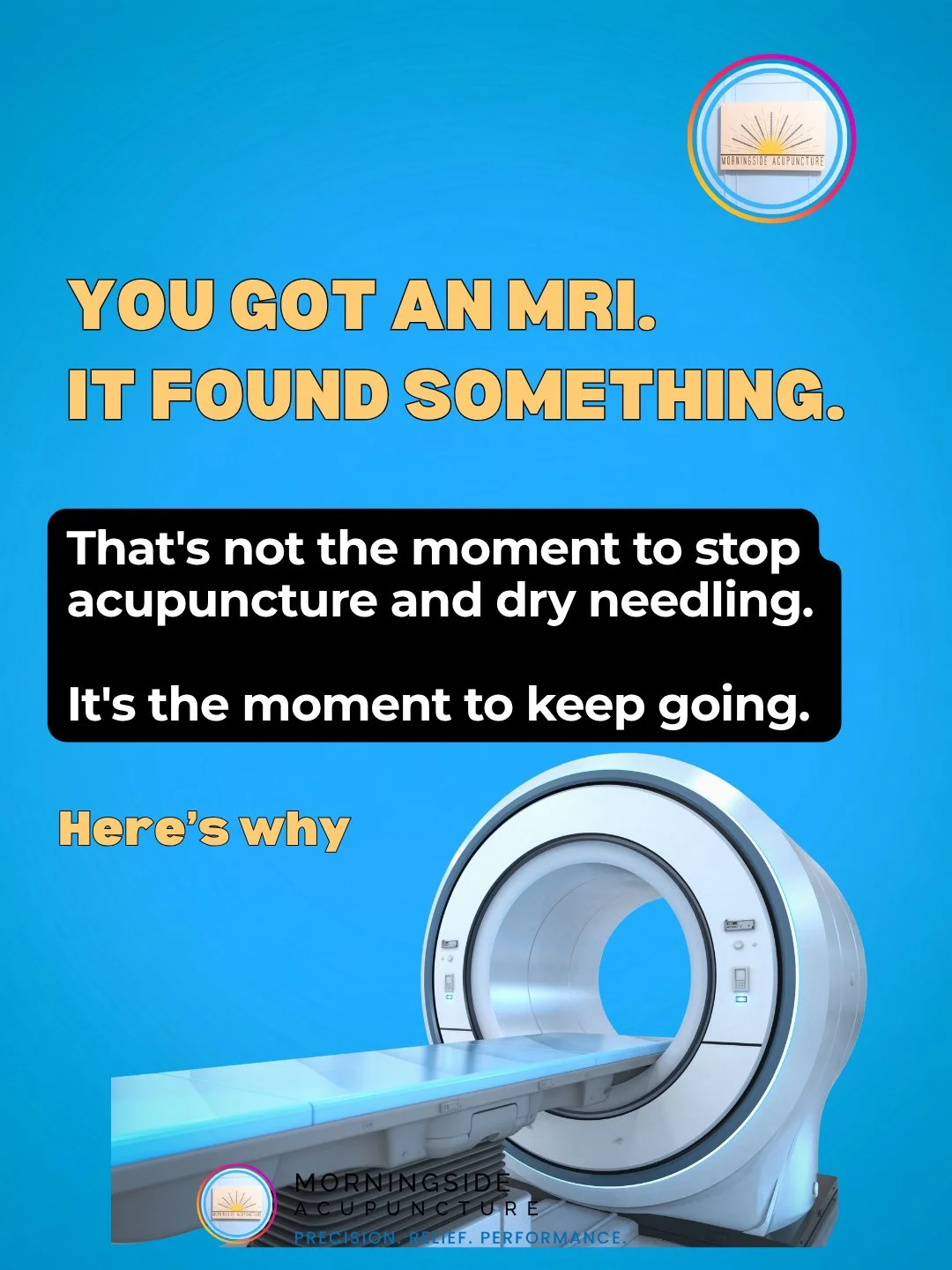 Getting diagnosed is not a reason to stop your acupuncture treatment. It's one of the best reasons to continue!⁠
⁠
The medical route in NYC takes time. A lot of time.⁠
⁠
Ortho appointment: 1-8 weeks⁠
Imaging: 1-3 weeks⁠
Results follow-up: 1-2 weeks⁠
