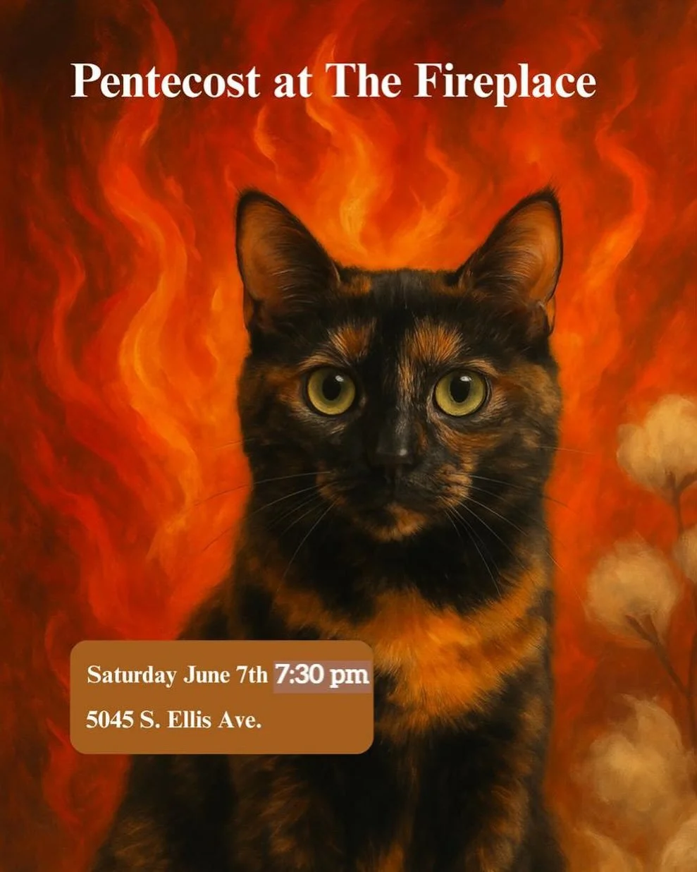 Come to the Fireplace on Saturday, June 7 for a Pentecost Party!

6-7 pm | House church - Details below
7:30 pm | Backyard party - Fire, refreshments, friendship, and music!

Since 2022, the Fireplace has held a yearly Pentecost Party to celebrate th