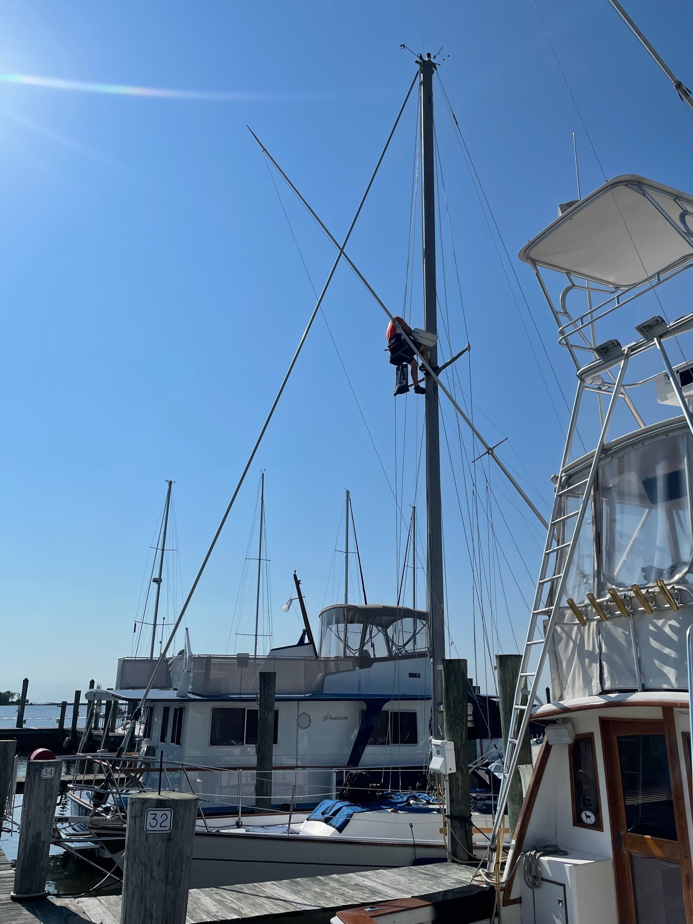 Colin Removing Our Old Raymarine Radar