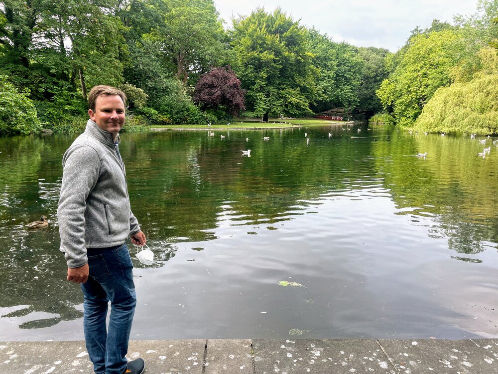 Brian watching the birds in St. Stephen’s Green after a long flight to Ireland