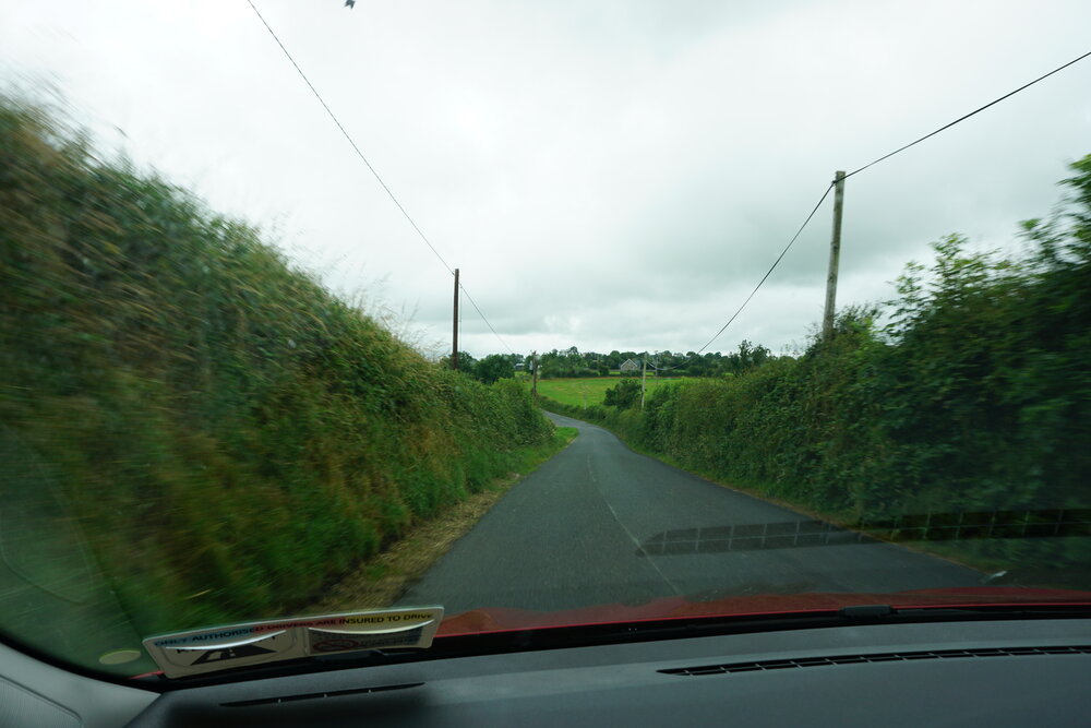 A “two-lane” country road. Not shown, Kirsten white knuckling it all the way to Kilkenny