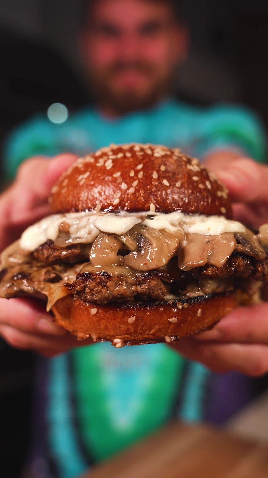 Mushroom Swiss Smash Burger