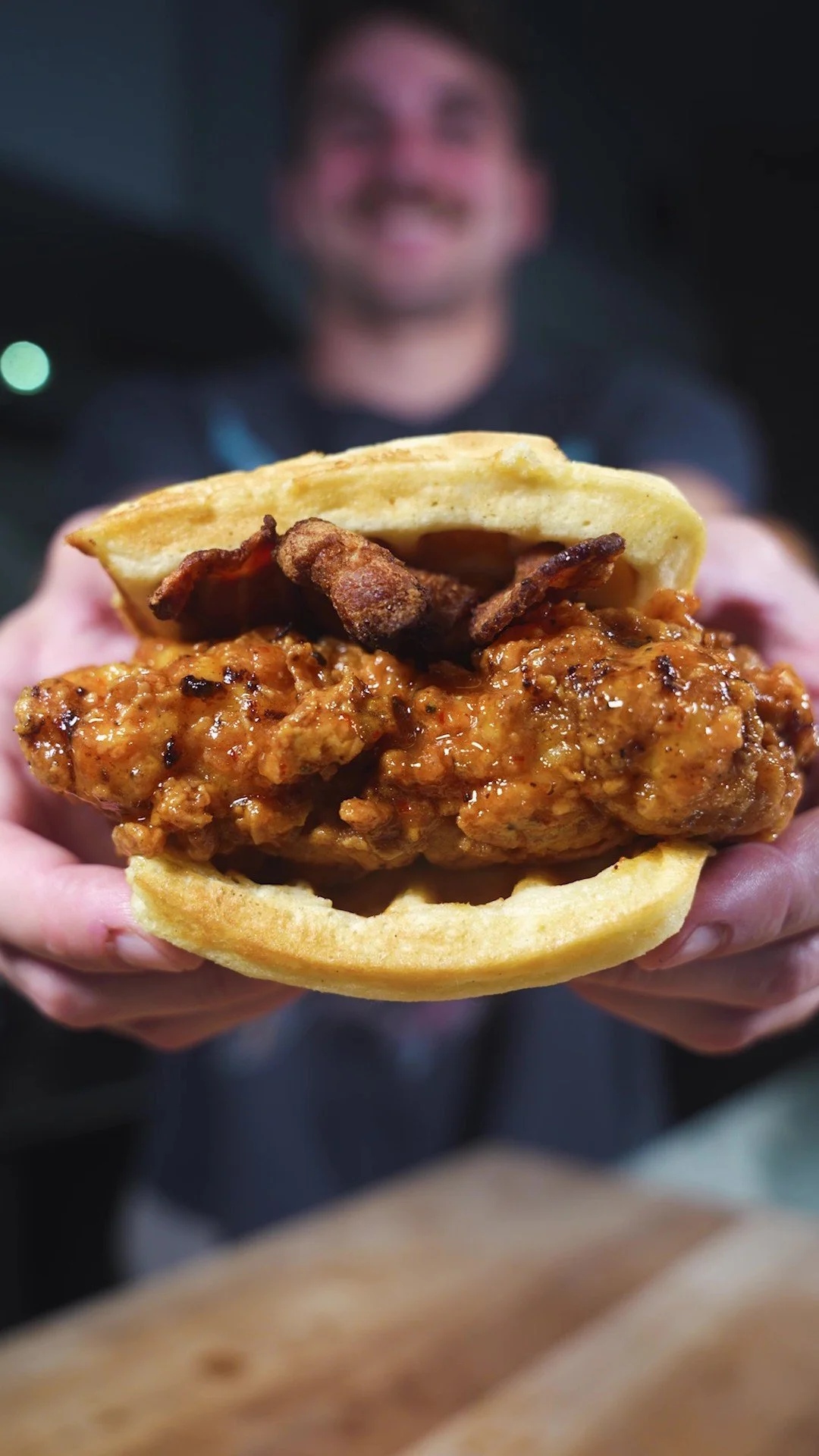 Hot Honey Butter Chicken &amp; Waffle Sandwich