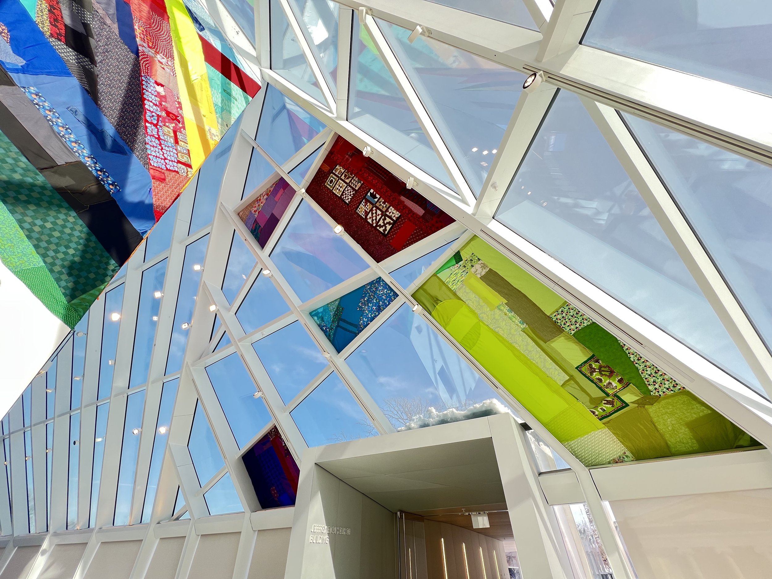Night Rainbow (2025) - Amanda Browder: Located at the Buffalo Art Museum AKG: part of the AKPublic Art Initiative exhibition Hi-Vis. All fabric is donated and built with the support and labor of the citizens of Buffalo, NY.