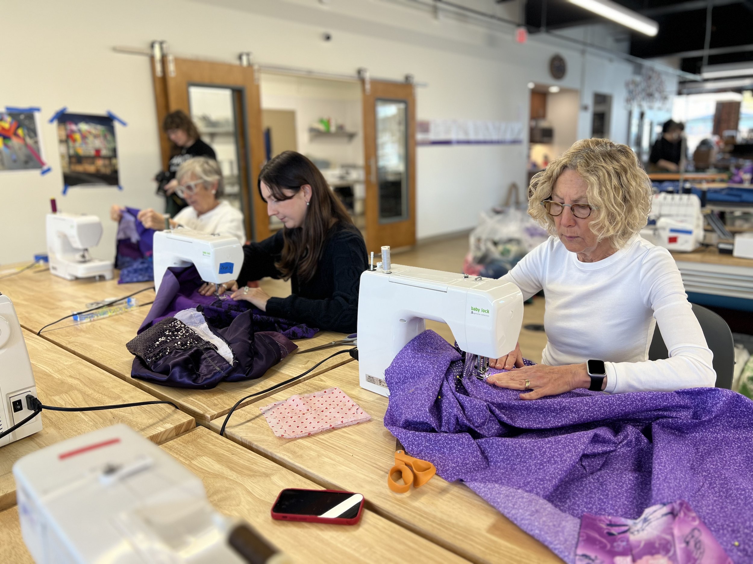 Public Sewing Days for Night Rainbow (2025) - Amanda Browder: Located at the Buffalo Art Museum AKG: part of the AKPublic Art Initiative exhibition Hi-Vis. All fabric is donated and built with the support and labor of the citizens of Buffalo, NY.