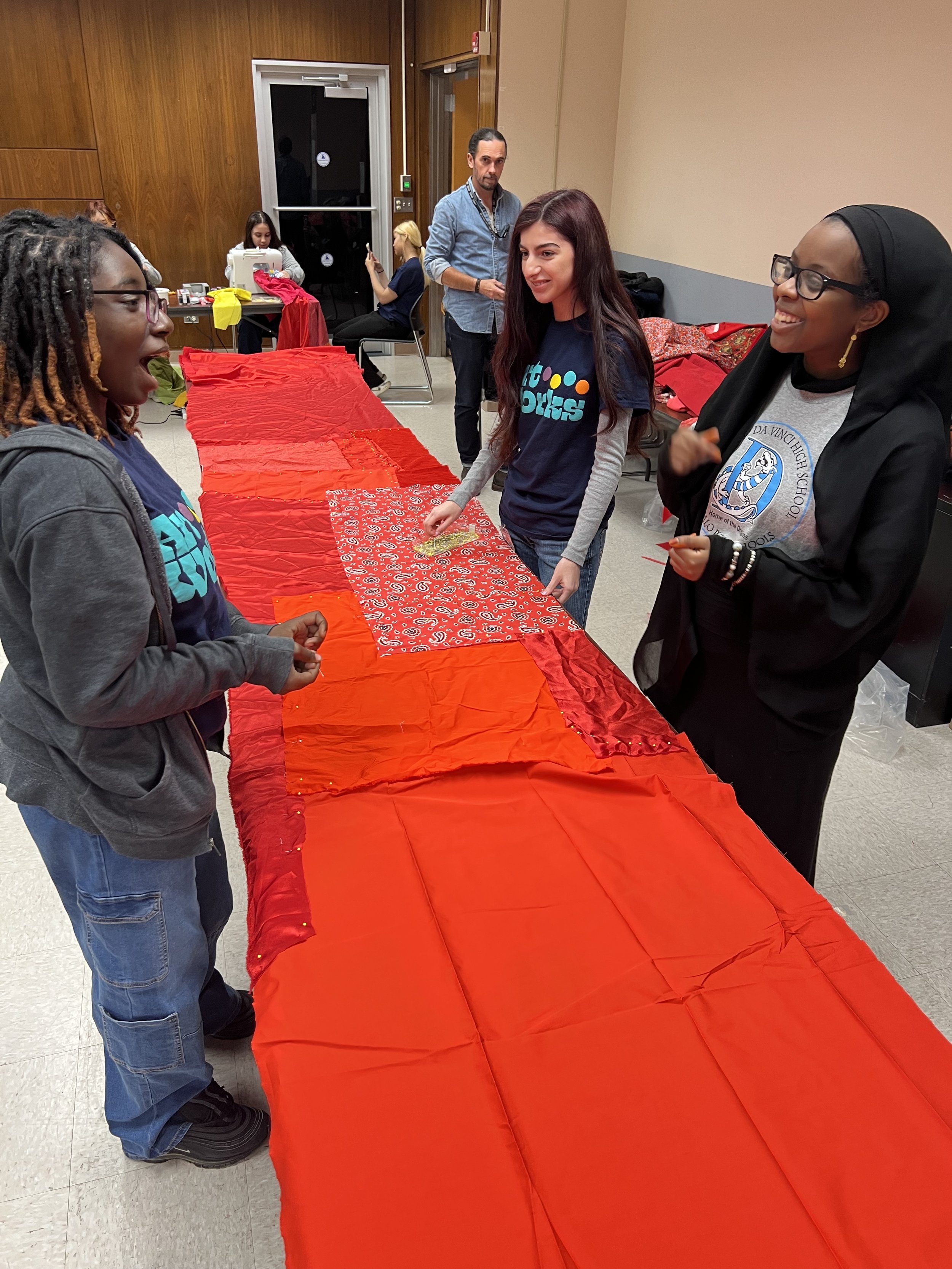 Public Sewing Days for Night Rainbow (2025) - Amanda Browder: Located at the Buffalo Art Museum AKG: part of the AKPublic Art Initiative exhibition Hi-Vis. All fabric is donated and built with the support and labor of the citizens of Buffalo, NY.