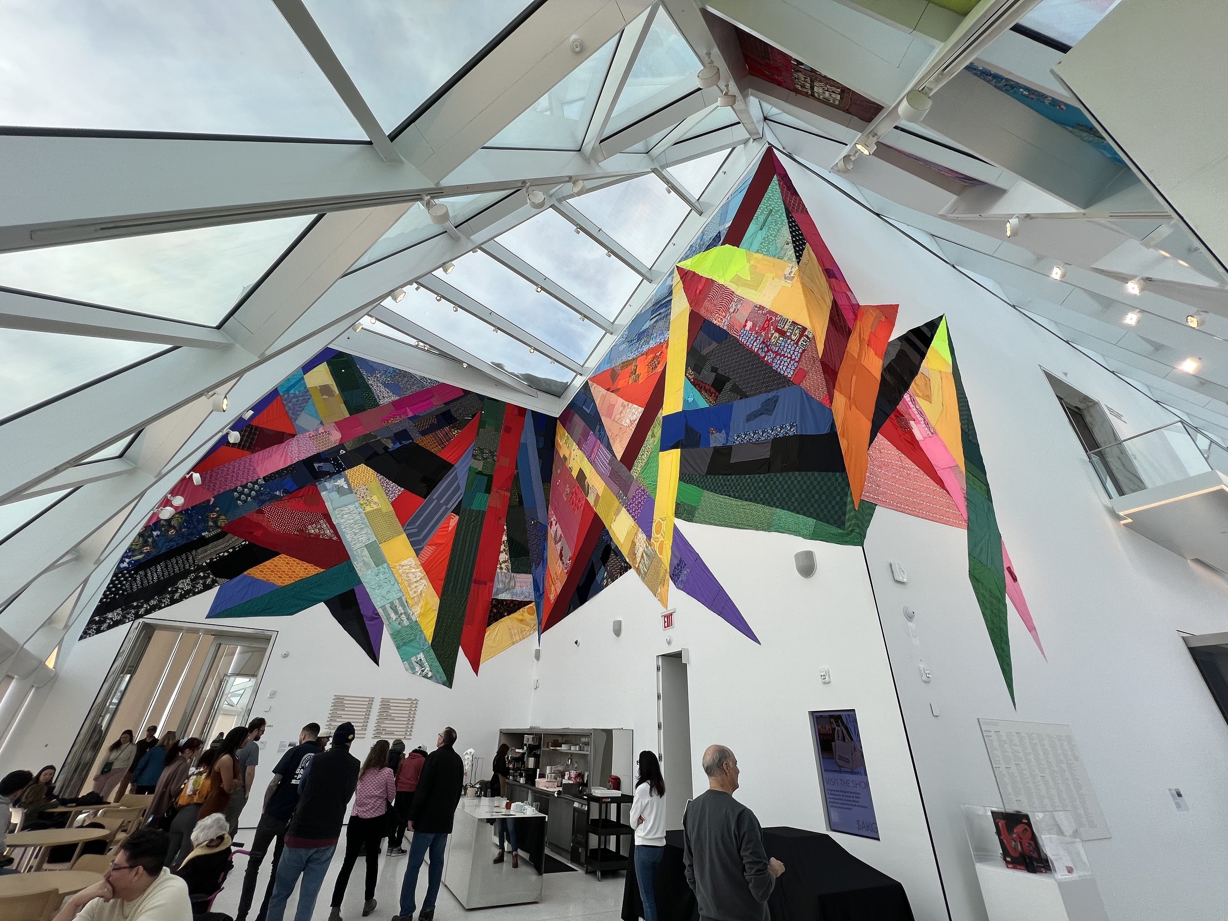 Night Rainbow (2025) - Amanda Browder: Located at the Buffalo Art Museum AKG: part of the AKPublic Art Initiative exhibition Hi-Vis. All fabric is donated and built with the support and labor of the citizens of Buffalo, NY.