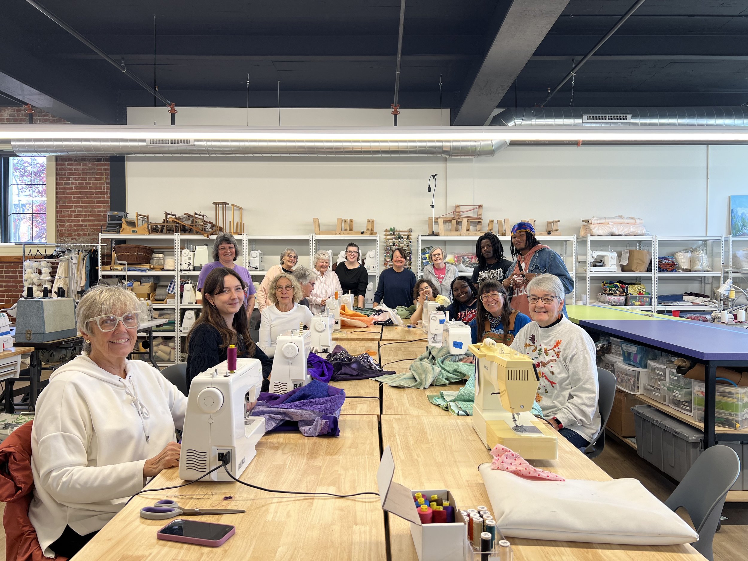 Public Sewing Days for Night Rainbow (2025) - Amanda Browder: Located at the Buffalo Art Museum AKG: part of the AKPublic Art Initiative exhibition Hi-Vis. All fabric is donated and built with the support and labor of the citizens of Buffalo, NY. At