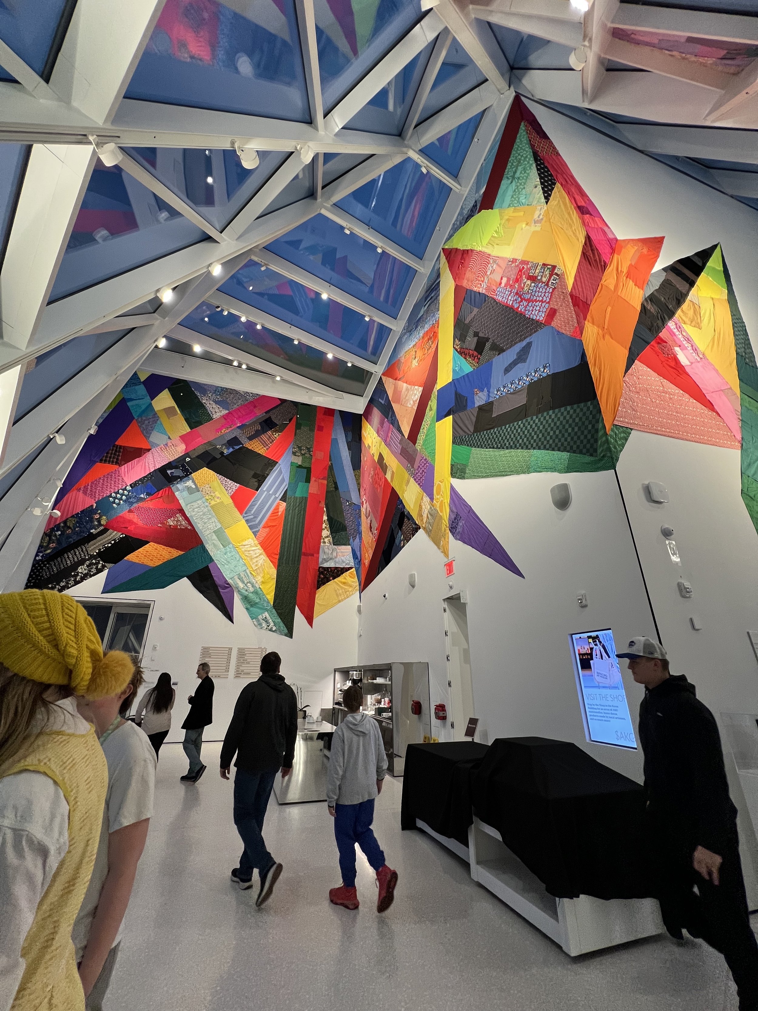 Night Rainbow (2025) - Amanda Browder: Located at the Buffalo Art Museum AKG: part of the AKPublic Art Initiative exhibition Hi-Vis. All fabric is donated and built with the support and labor of the citizens of Buffalo, NY.