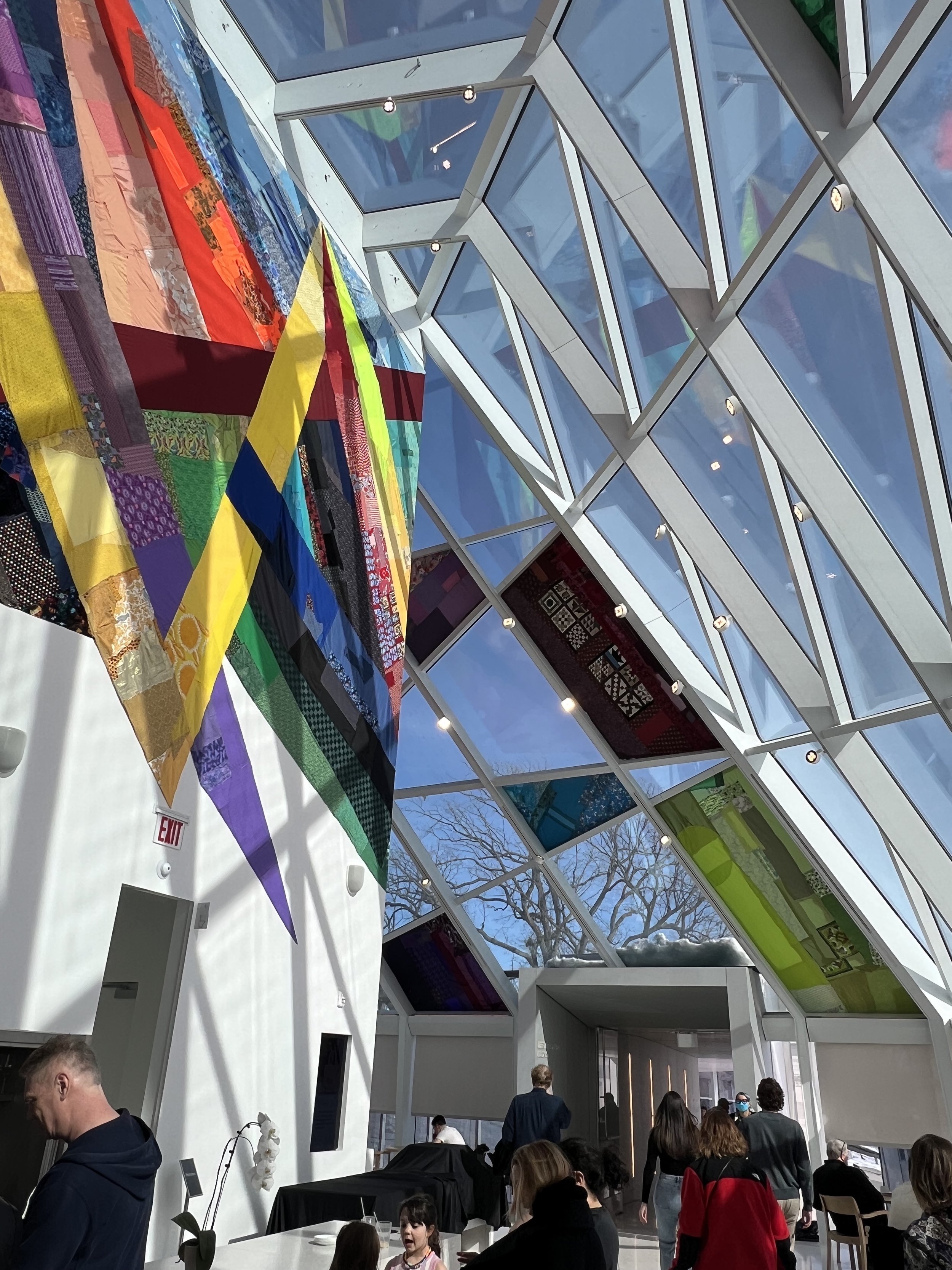 Night Rainbow (2025) - Amanda Browder: Located at the Buffalo Art Museum AKG: part of the AKPublic Art Initiative exhibition Hi-Vis. All fabric is donated and built with the support and labor of the citizens of Buffalo, NY.