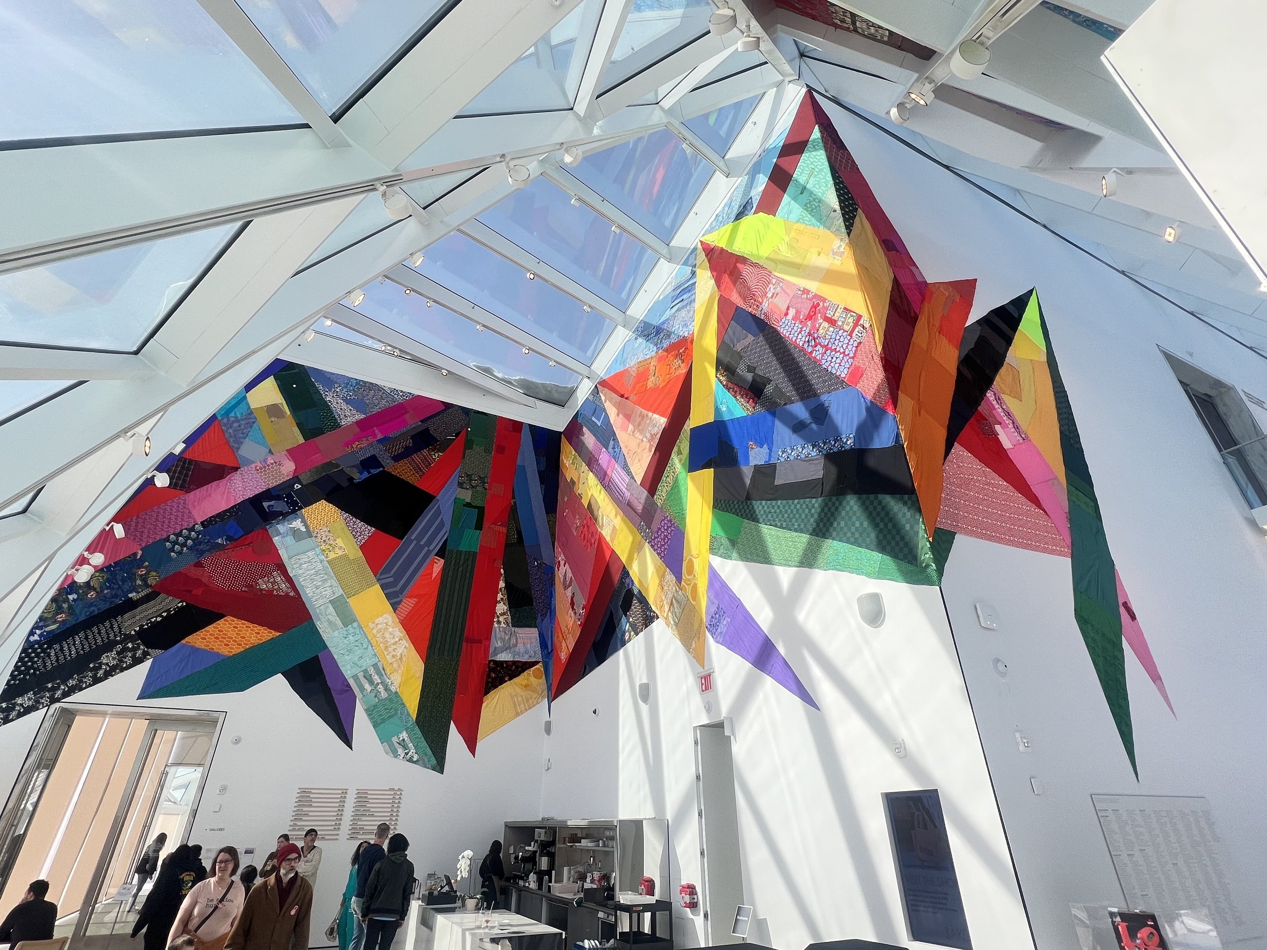Night Rainbow (2025) - Amanda Browder: Located at the Buffalo Art Museum AKG: part of the AKPublic Art Initiative exhibition Hi-Vis. All fabric is donated and built with the support and labor of the citizens of Buffalo, NY.