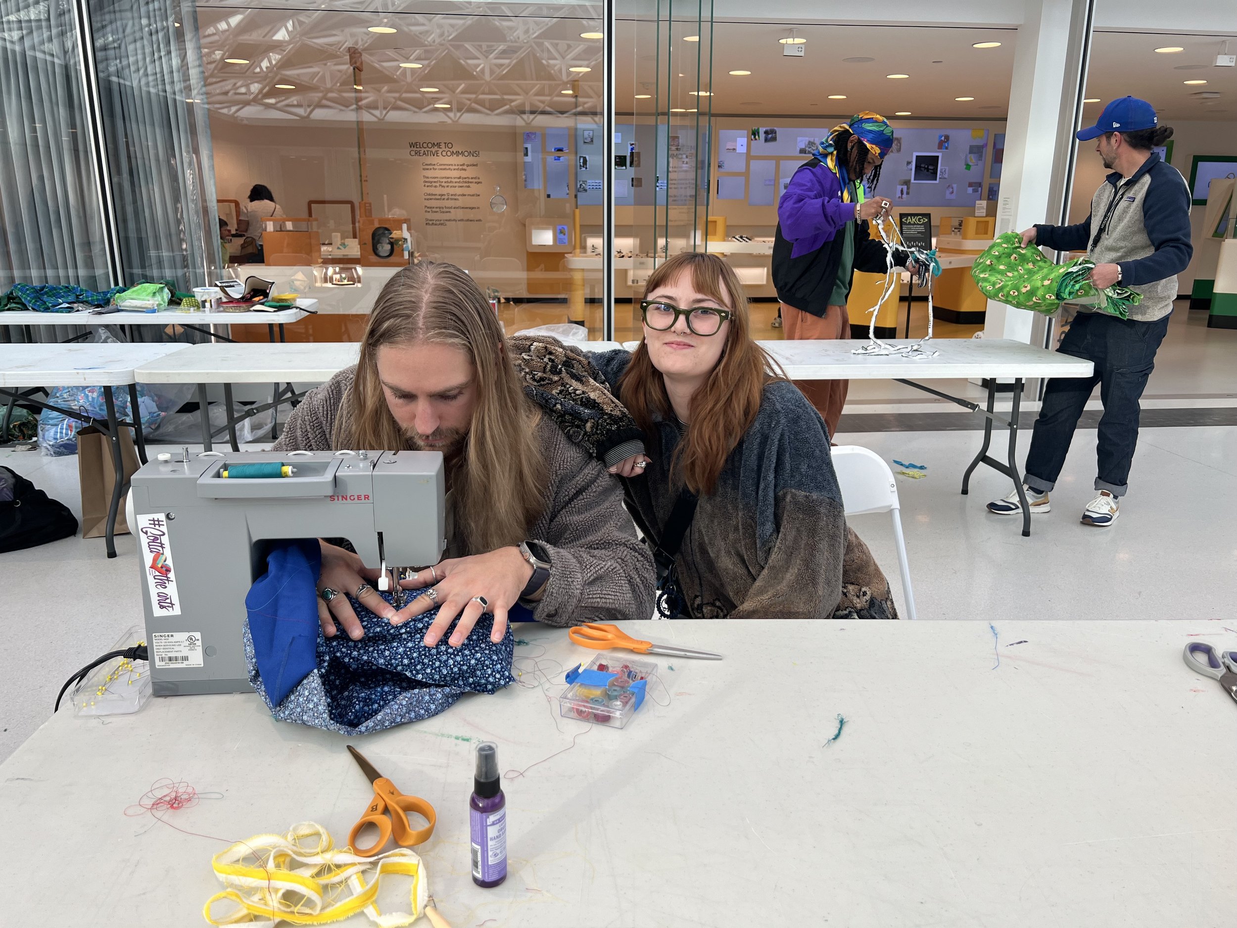 Public Sewing Days for Night Rainbow (2025) - Amanda Browder: Located at the Buffalo Art Museum AKG: part of the AKPublic Art Initiative exhibition Hi-Vis. All fabric is donated and built with the support and labor of the citizens of Buffalo, NY.