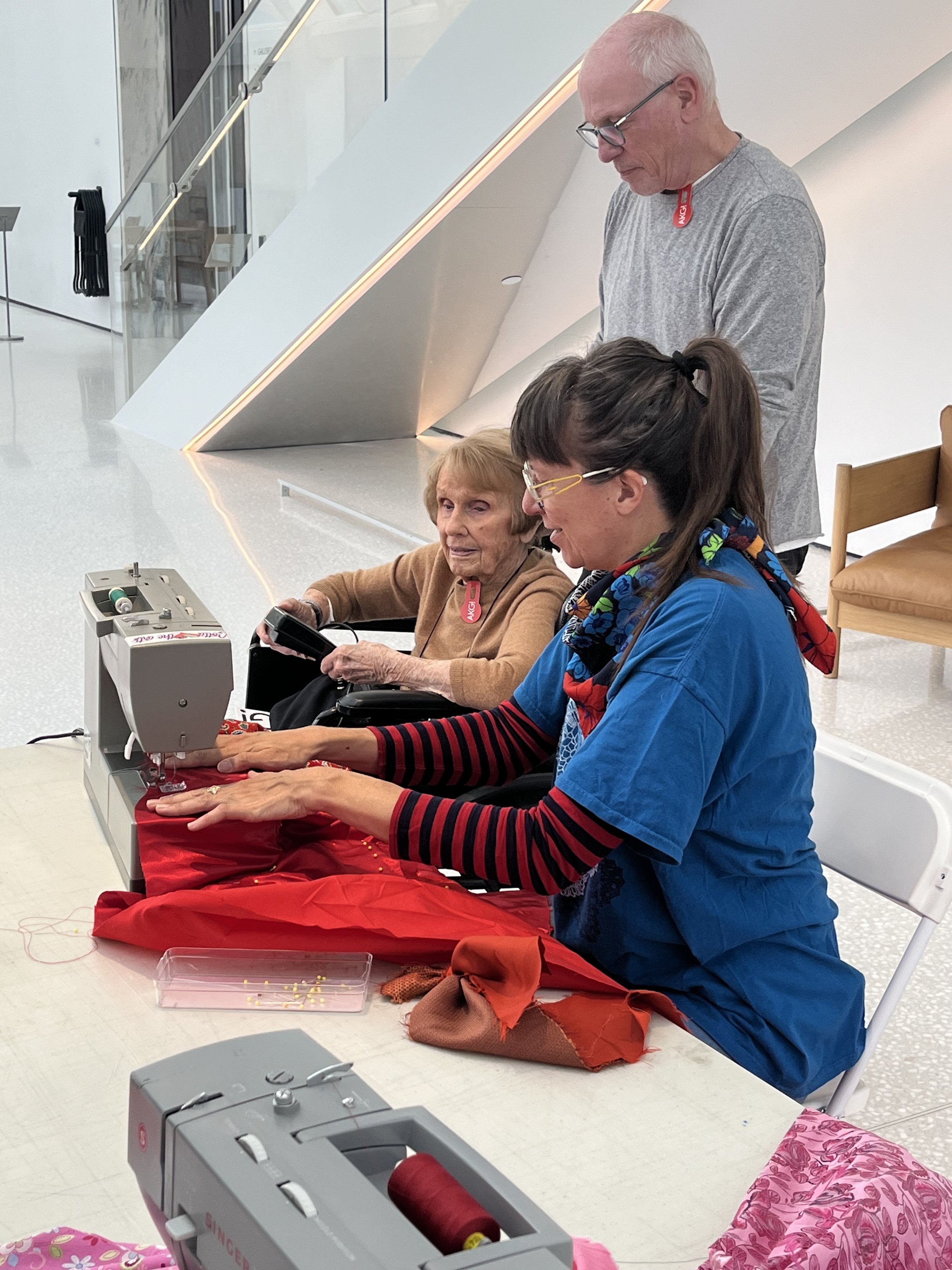 Public Sewing Days for Night Rainbow (2025) - Amanda Browder: Located at the Buffalo Art Museum AKG: part of the AKPublic Art Initiative exhibition Hi-Vis. All fabric is donated and built with the support and labor of the citizens of Buffalo, NY.