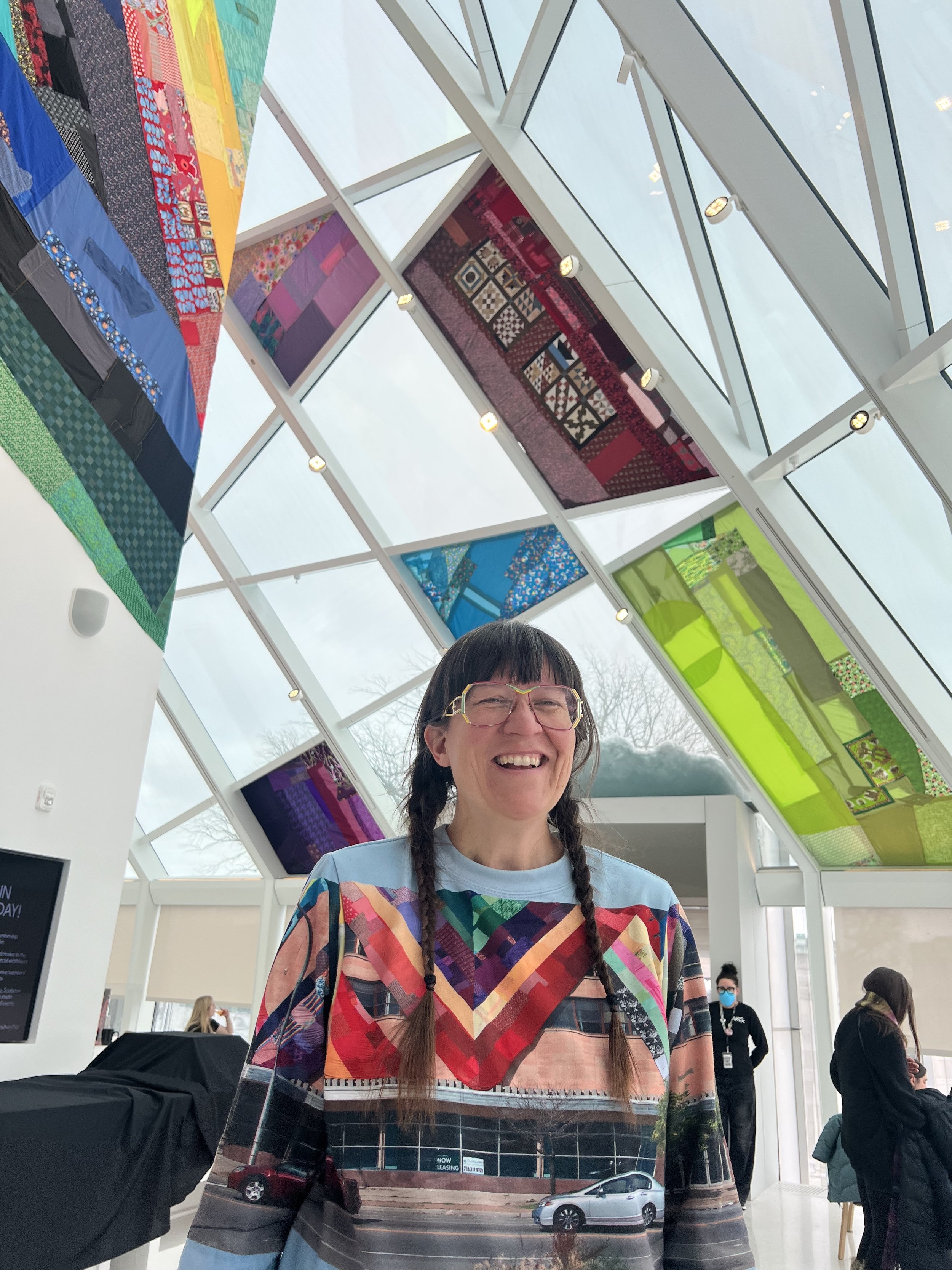 Night Rainbow (2025) - Amanda Browder: Located at the Buffalo Art Museum AKG: part of the AKPublic Art Initiative exhibition Hi-Vis. All fabric is donated and built with the support and labor of the citizens of Buffalo, NY. Amanda Browder
