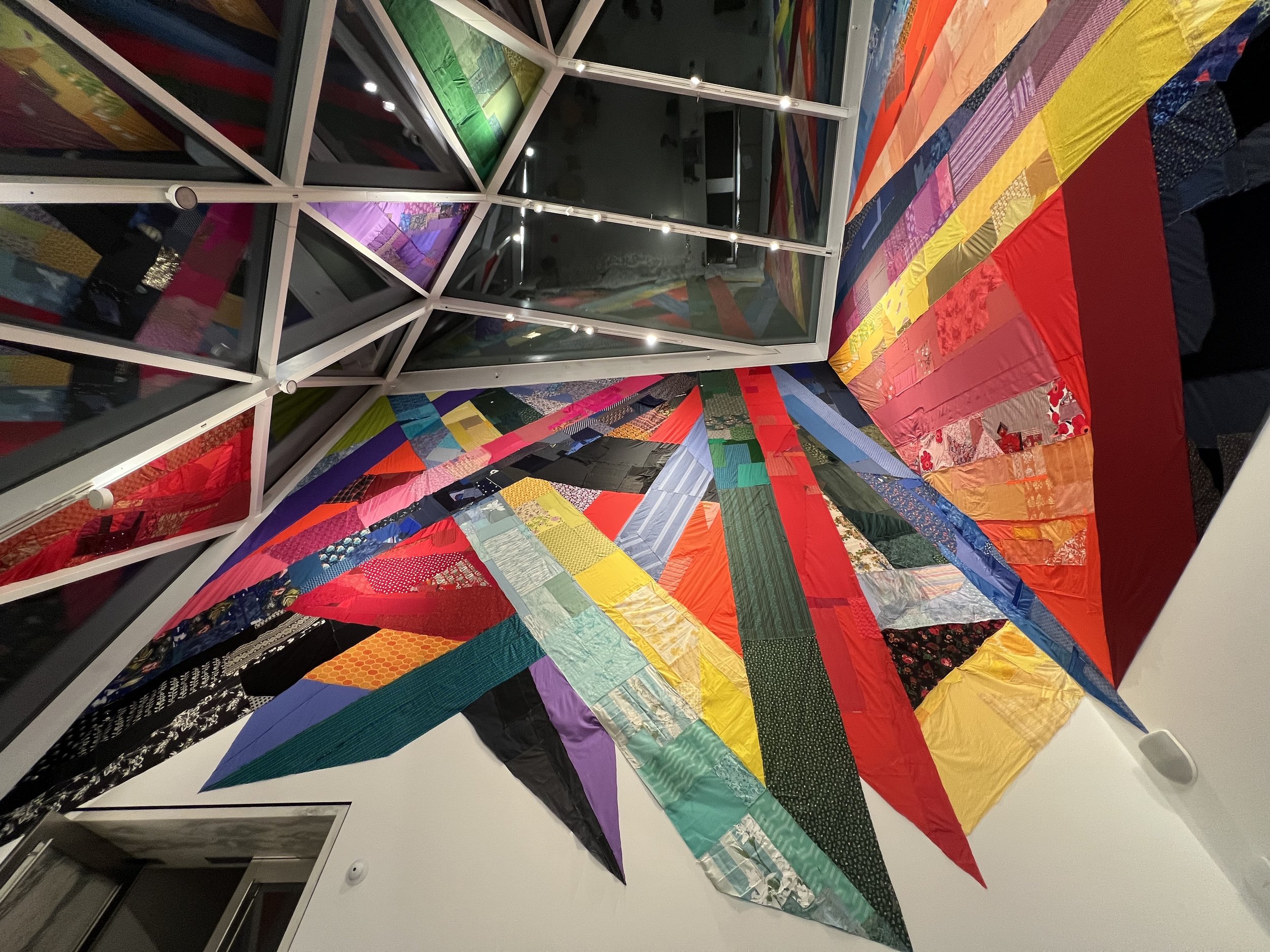 Night Rainbow (2025) - Amanda Browder: Located at the Buffalo Art Museum AKG: part of the AKPublic Art Initiative exhibition Hi-Vis. All fabric is donated and built with the support and labor of the citizens of Buffalo, NY.
