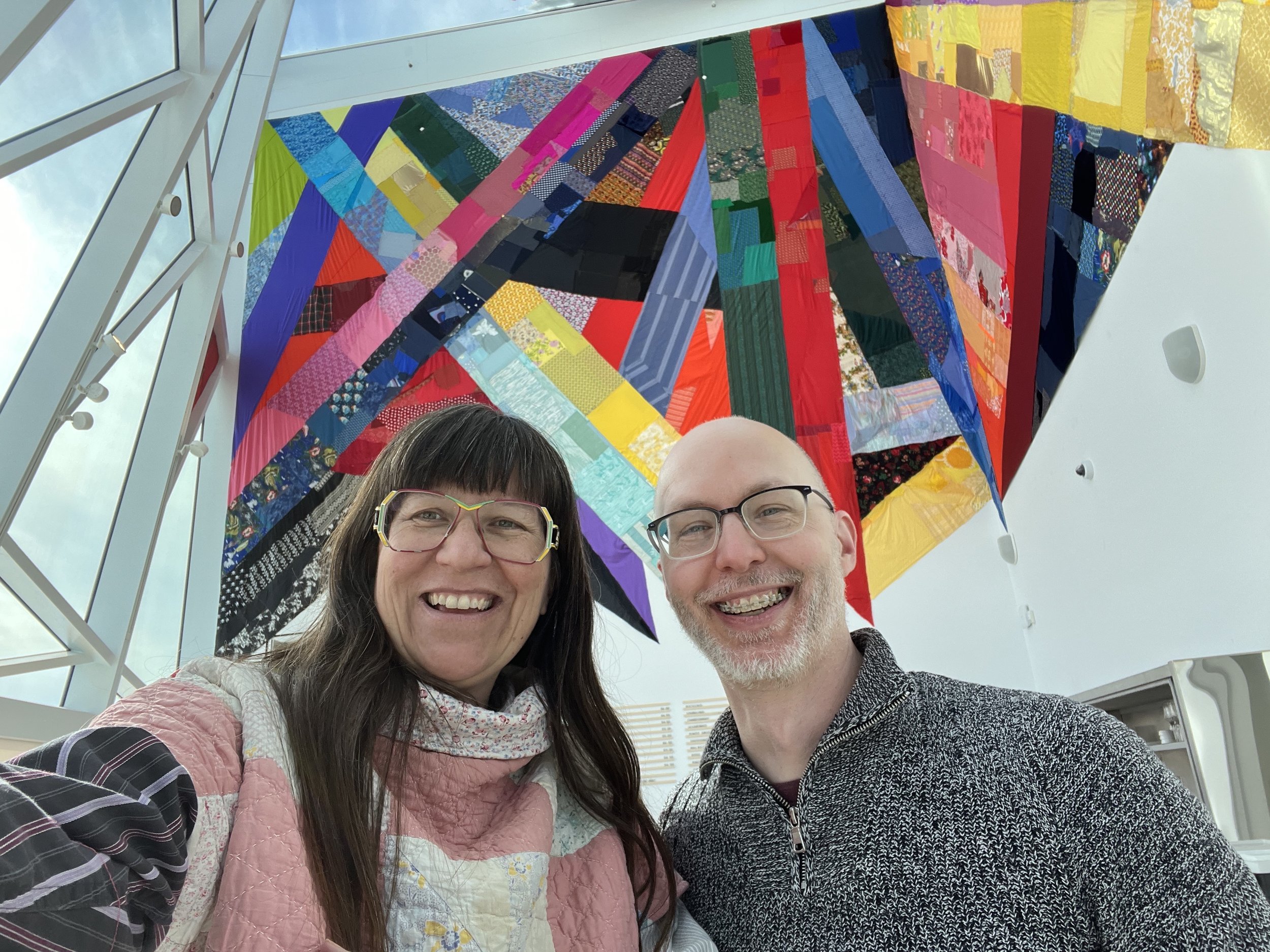 Night Rainbow (2025) - Amanda Browder: Located at the Buffalo Art Museum AKG: part of the AKPublic Art Initiative exhibition Hi-Vis. All fabric is donated and built with the support and labor of the citizens of Buffalo, NY. Amanda Browder and Aaron O