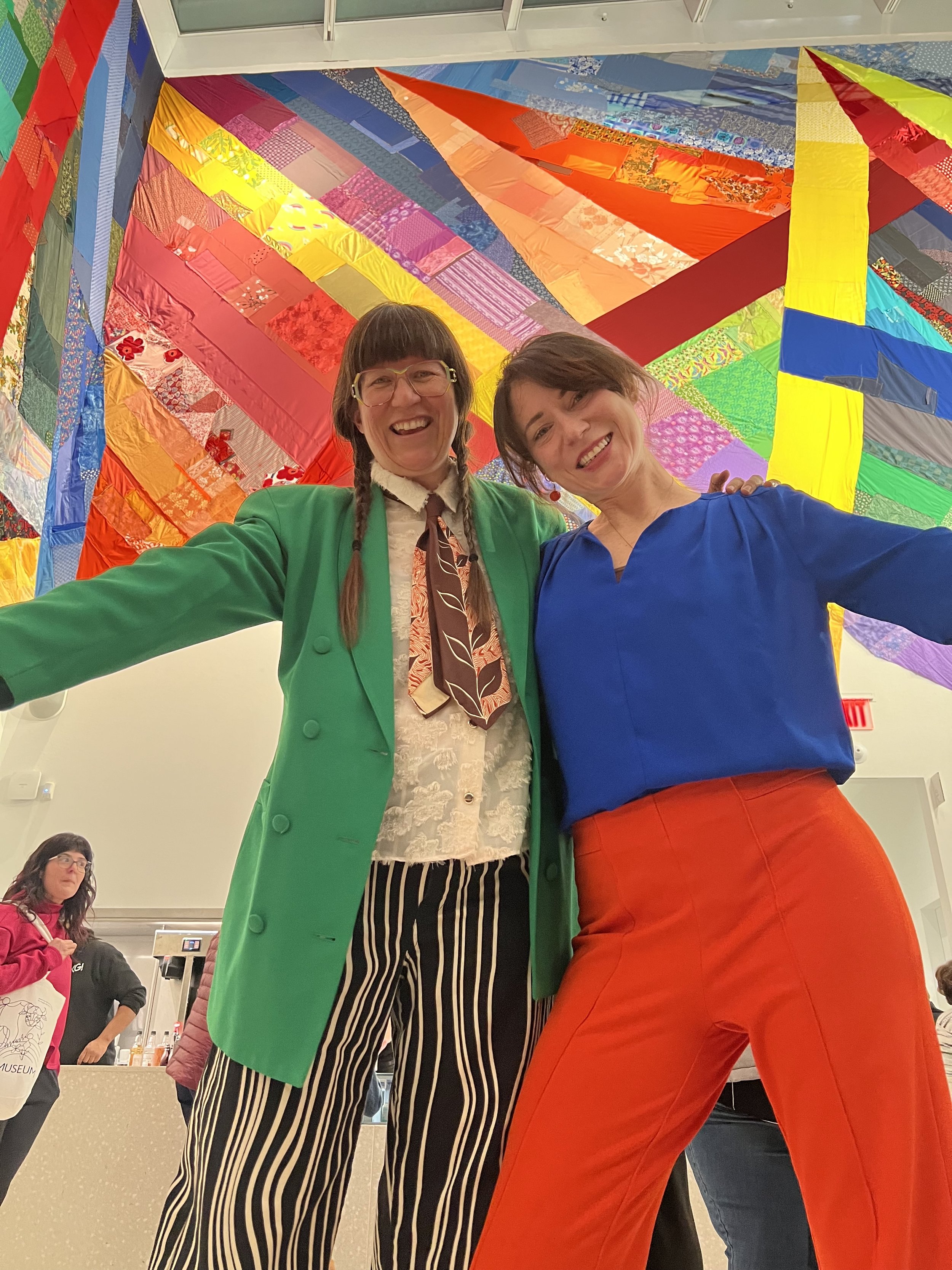Night Rainbow (2025) - Amanda Browder: Located at the Buffalo Art Museum AKG: part of the AKPublic Art Initiative exhibition Hi-Vis. All fabric is donated and built with the support and labor of the citizens of Buffalo, NY. Volunteer Photo!