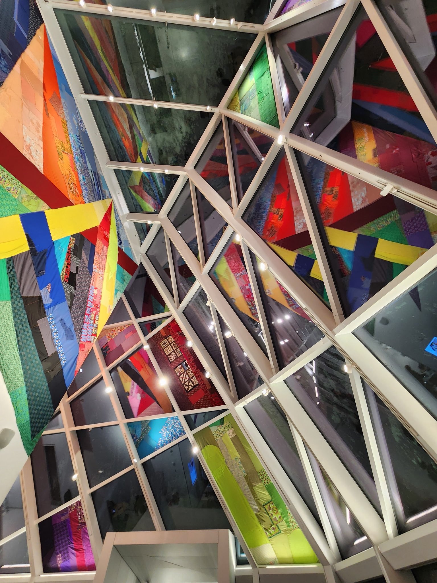 Night Rainbow (2025) - Amanda Browder: Located at the Buffalo Art Museum AKG: part of the AKPublic Art Initiative exhibition Hi-Vis. All fabric is donated and built with the support and labor of the citizens of Buffalo, NY.