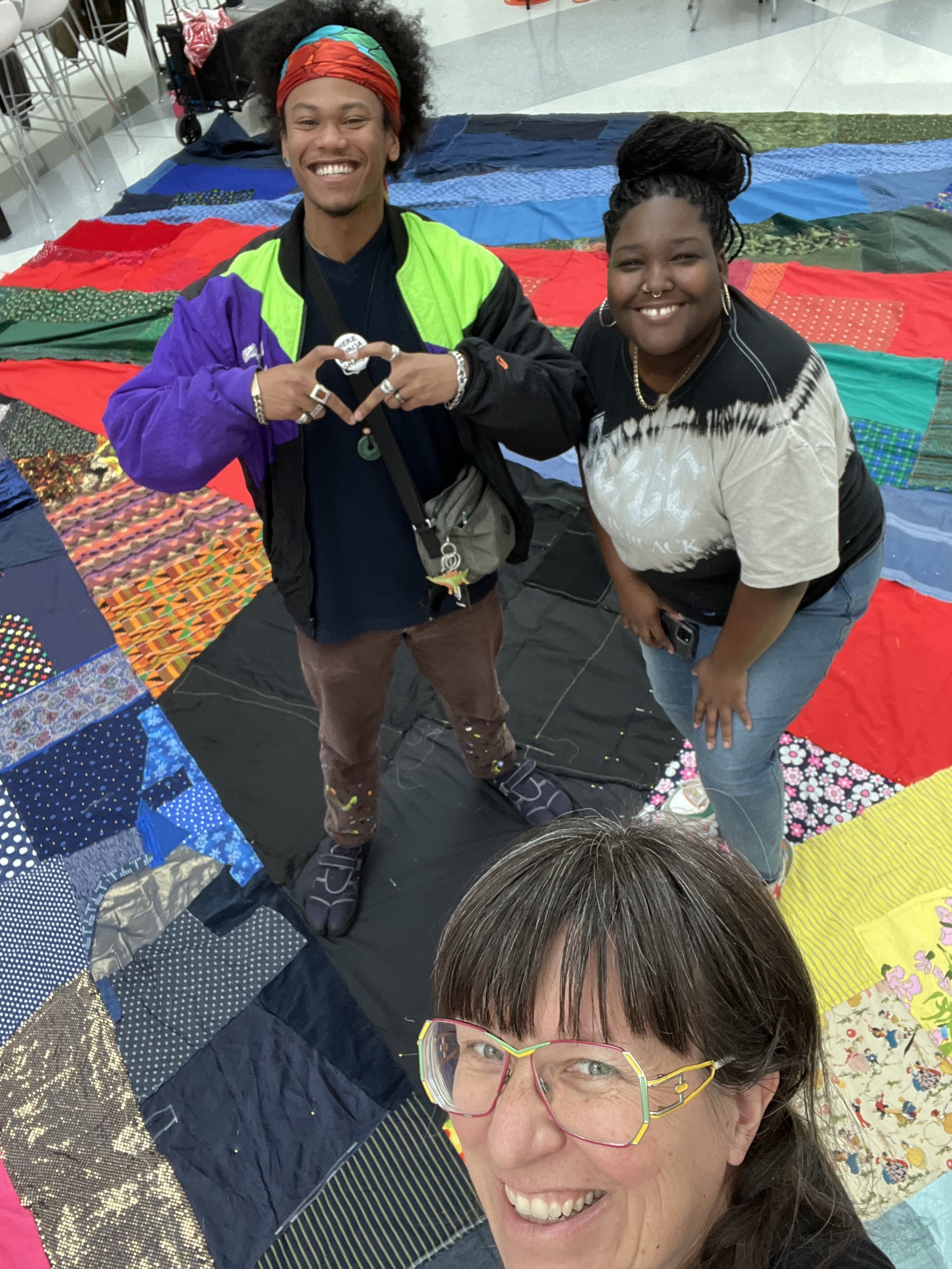 Public Sewing Days for Night Rainbow (2025) - Amanda Browder: Located at the Buffalo Art Museum AKG: part of the AKPublic Art Initiative exhibition Hi-Vis. All fabric is donated and built with the support and labor of the citizens of Buffalo, NY.