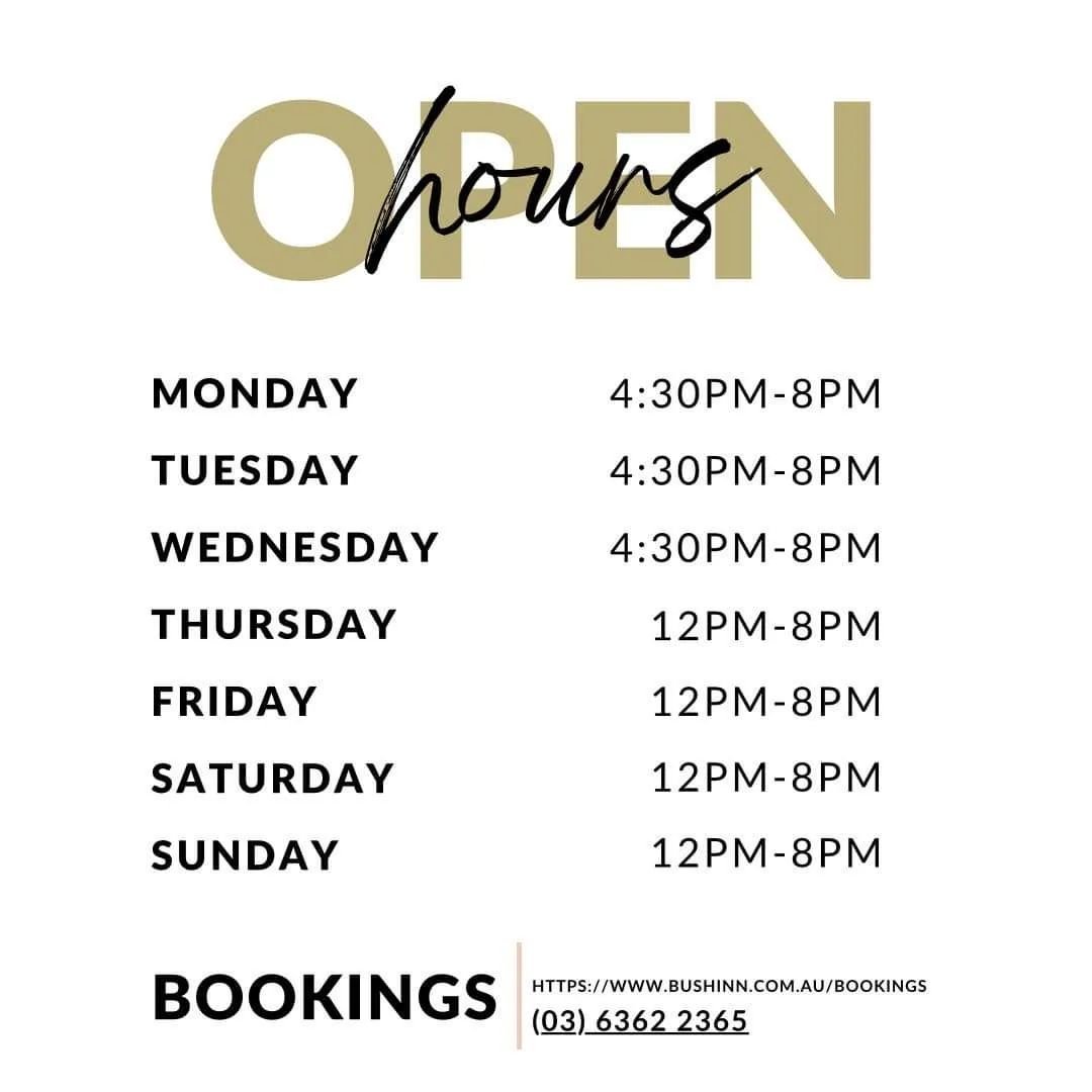 🎉 Brace yourselves because we're thrilled to announce that we're now open seven days a week!

Here's the scoop on our new hours:

📅 Monday to Wednesday: We're open for dinner service starting from 4:30 PM.

📅 Thursday to Sunday: Enjoy the best of 