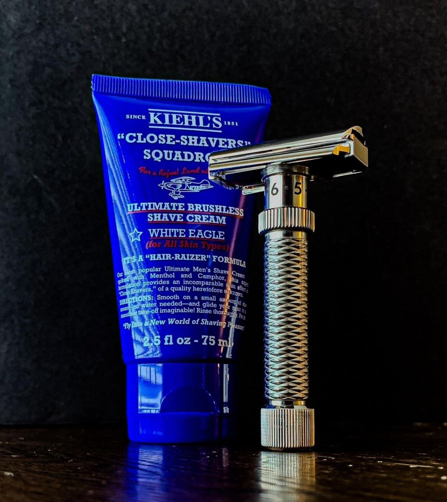 📷️ from M. Wilson recent camping trip. Thanks for sharing! ⁠
⁠
&quot;This weeks shave. Used Kiehl&rsquo;s (No Water) shave cream during my week long camping trip. And the Rex Konsul. Cold water rinses are so much better in the wilderness 😁&quot;