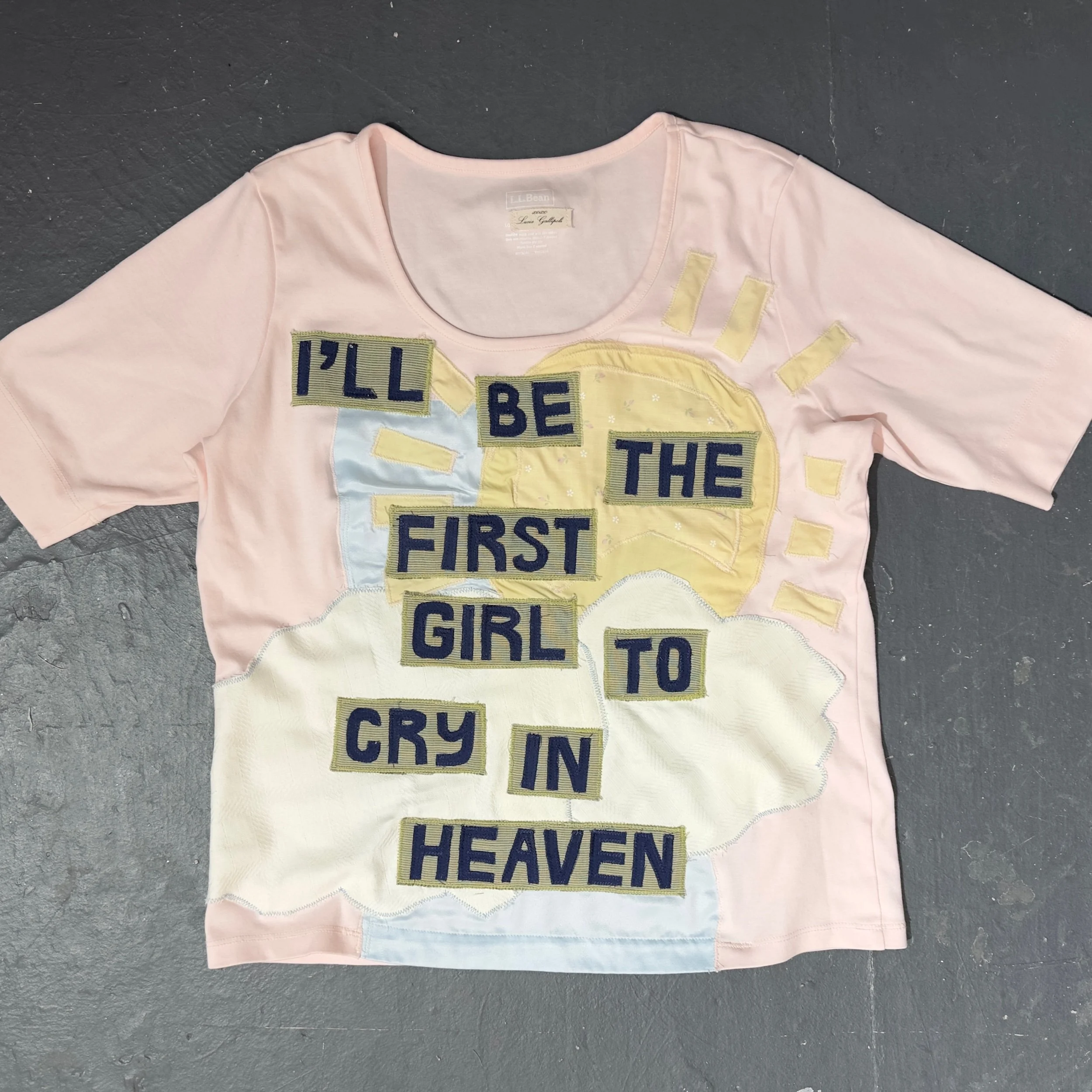 I’ll Be The First Girl to Cry in Heaven - baby pink short sleeve tshirt - size S/M/L