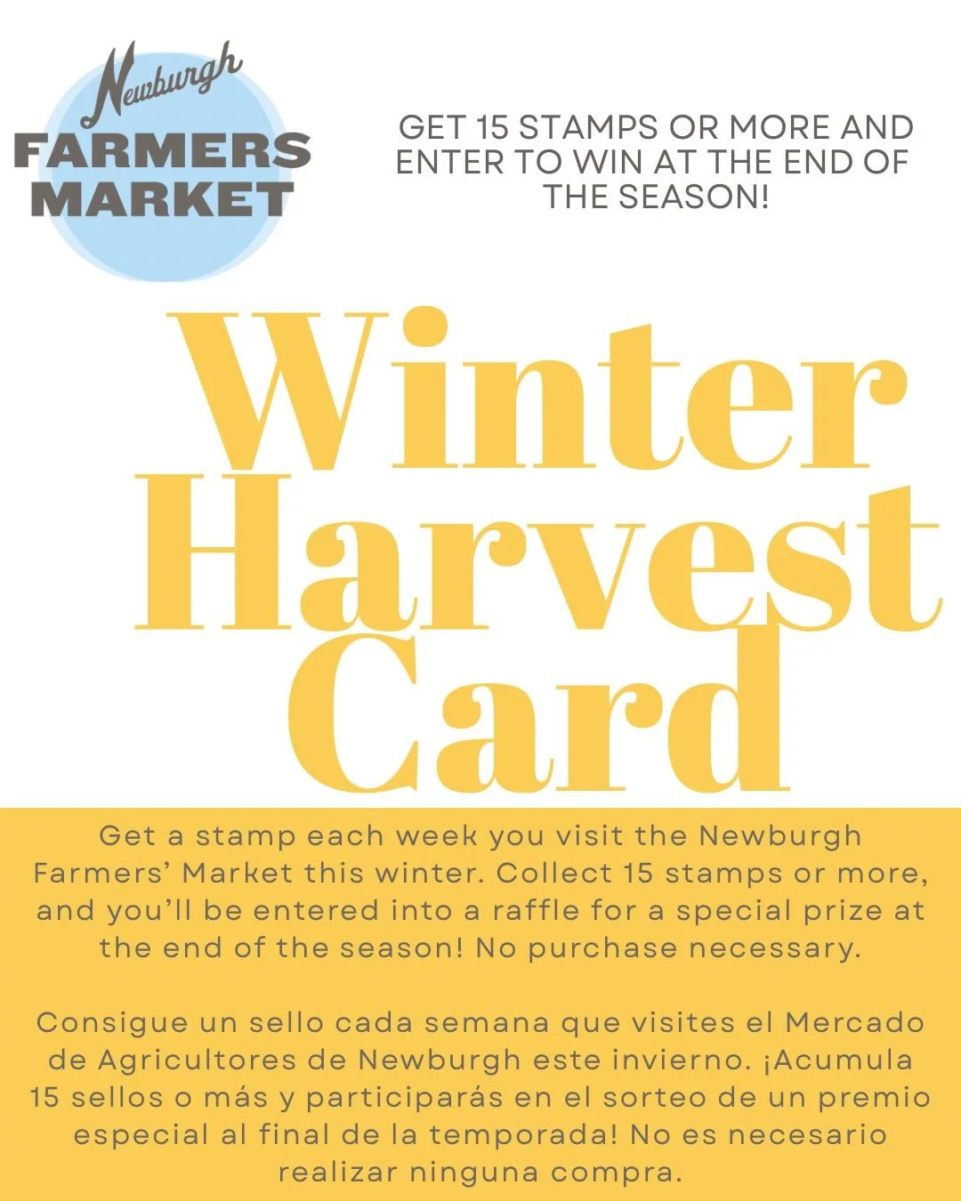 ❄️ Introducing the Winter Harvest Card!
We&rsquo;re kicking off the winter season with a brand-new way to celebrate our most dedicated shoppers. Pick up your Winter Harvest Card at the manager&rsquo;s table and get a stamp each week you visit the mar