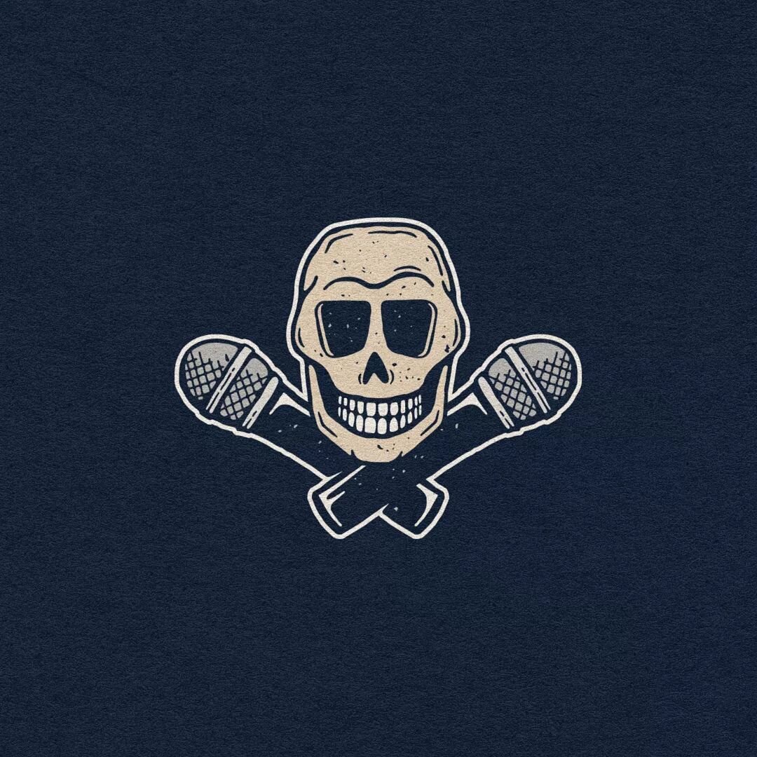 Fresh graphicals for @thebradbenshaw and the whole USS Comedy crew. This was the first time I've ever done any type of skull artwork and I gotta say it was pretty fun! Paired it with some @kernclub.otf goodness and then grunged it up a bit. 

Definit