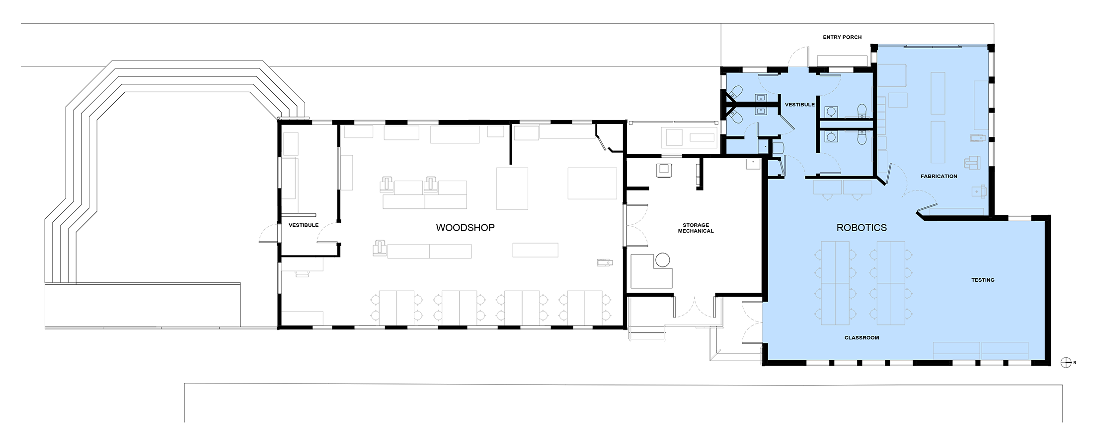 Buckingham Browne robotics lab addition floor plan architect design