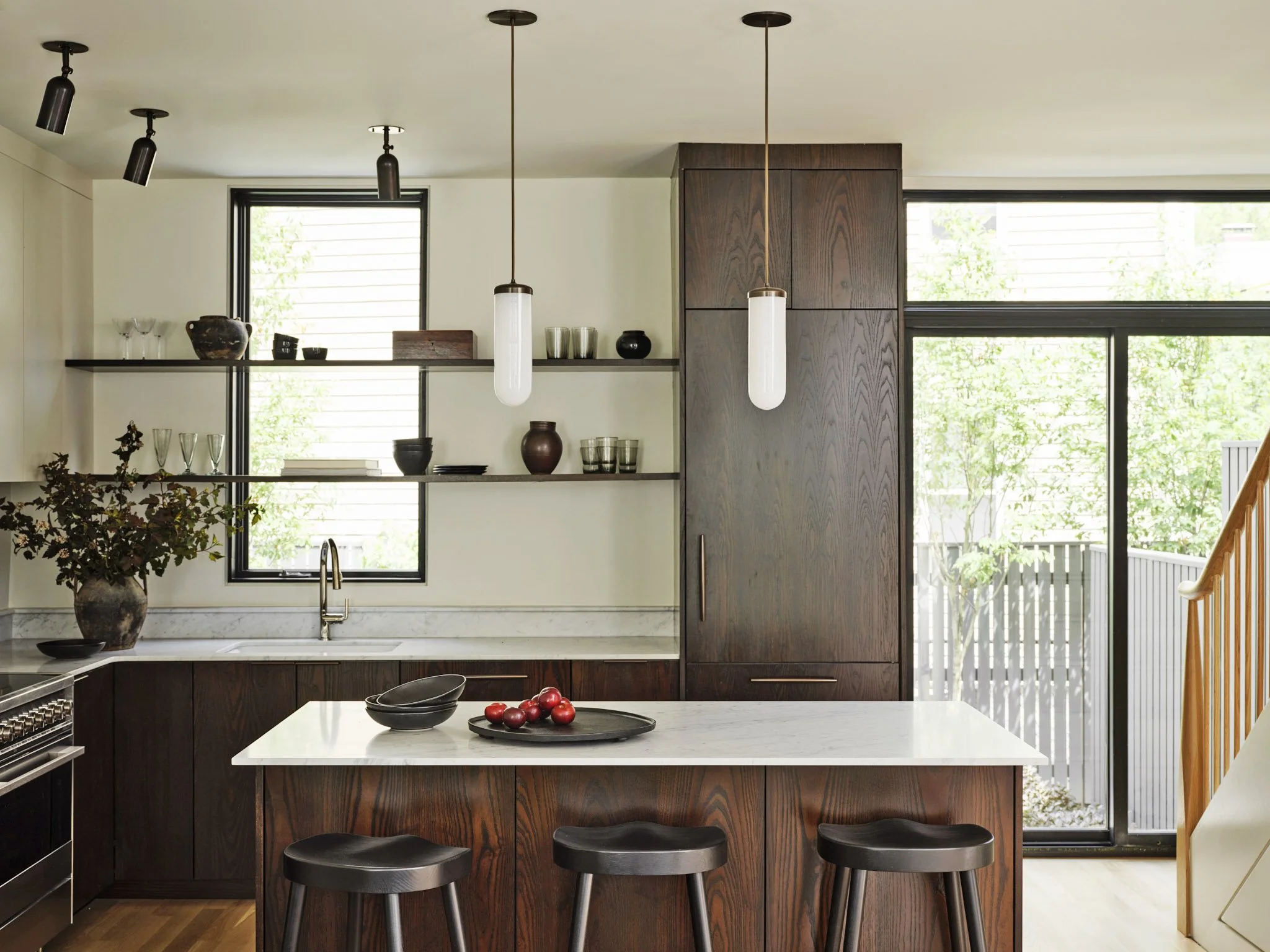 Daylit kitchen following townhouse renovation in Cambridge MA