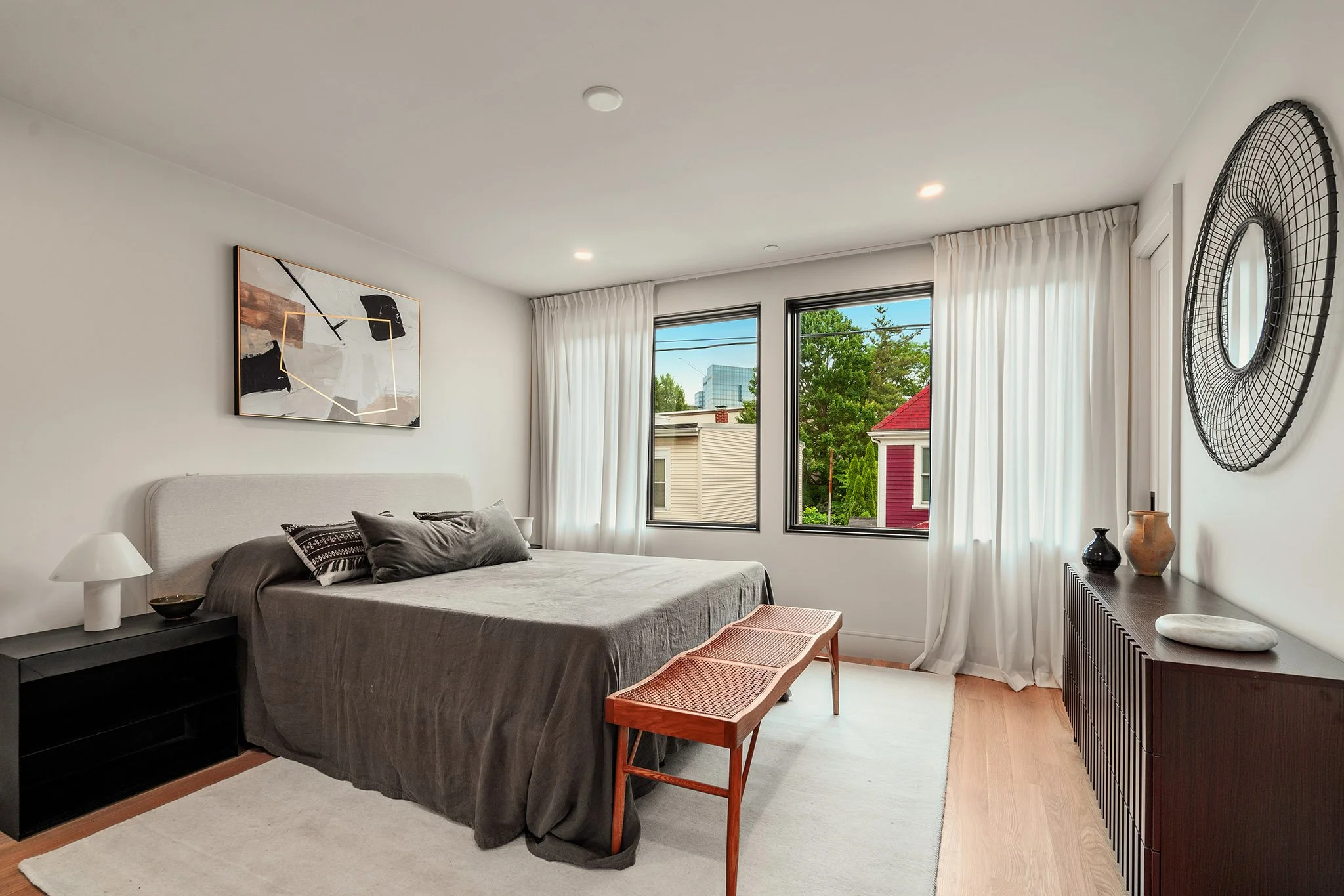Daylit bedroom following townhouse renovation