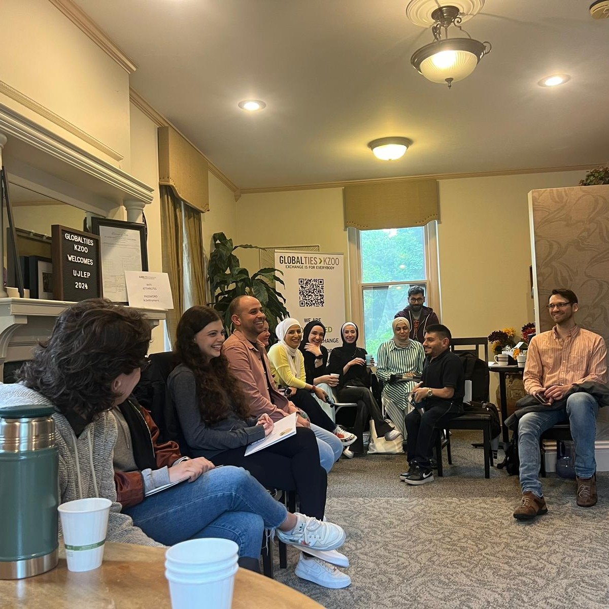 Thank you so much to all of our wonderful home hosts who stayed up late Friday night to welcome, direct from Jordan, Global Ties Kalamazoo's UJLEP cohort, implemented in partnership with IREX, and then rose early to join the GTKzoo team at our office