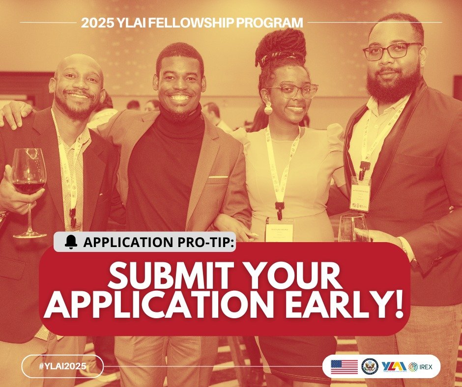 Are you a young entrepreneur/leader living in the Americas (North, South, and Central America and the Caribbean)? 

We can't highly enough recommend applying for YLAI. Deadline to apply is June 5, and our partners at IREX recommend applying early to 
