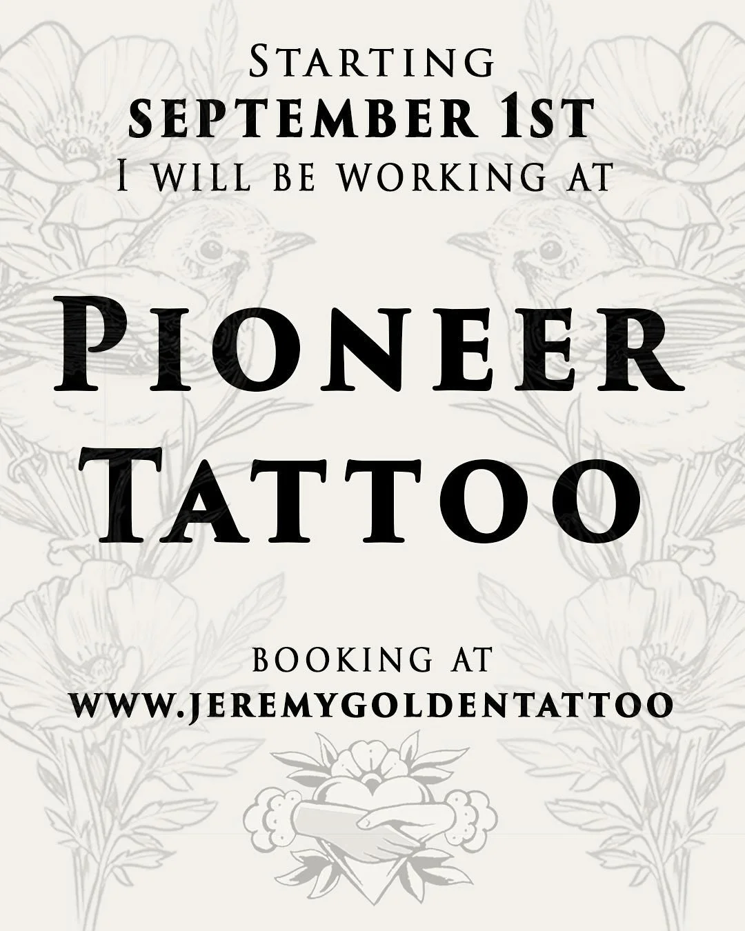 Exciting update! 
Starting September 1st I will be tattooing at @pioneertattoo . 

Thank you everyone for your trust and support over the years. I&rsquo;m looking forward to welcoming you to my new space at @pioneertattoo and continuing to create wor