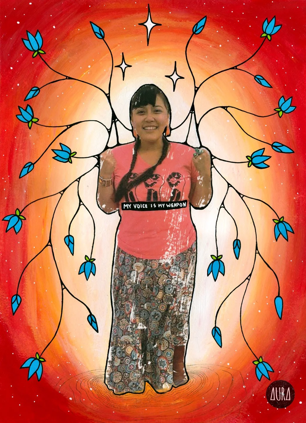 "Growing up in late Nali Hastiin/paternal granddad, reminded me to fight for two things: K'e/family and Love. It was apparent to me that the two often blended together. By choosing to fight in love and with love - there is only light and medicine to