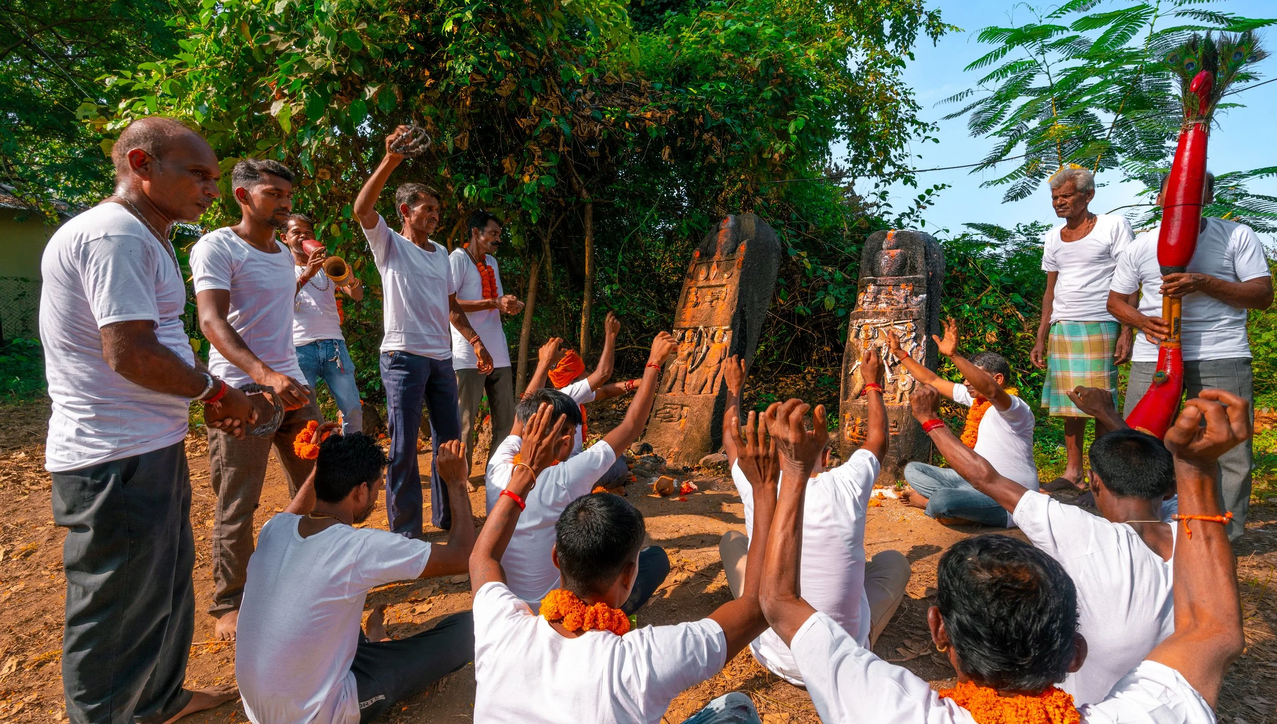 'Khanvel'
Pilgrims singing hymns, dancing, and praying during Veer Dev puja, a tribal ritual of awakening their gods during Diwali.