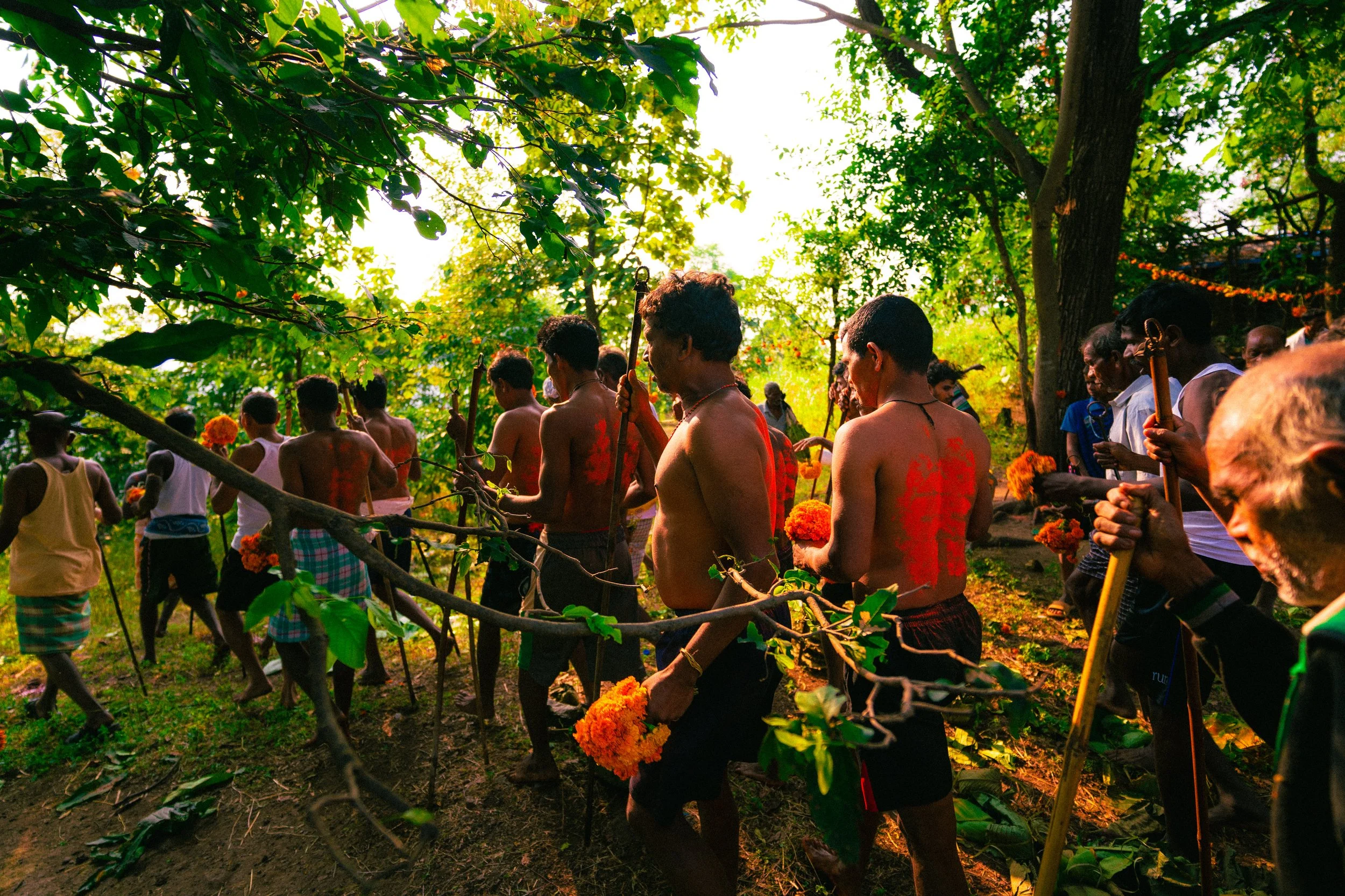 'Mauli'
Pilgrims chanting prayers as they descend the holy mountain after the Barash puja.