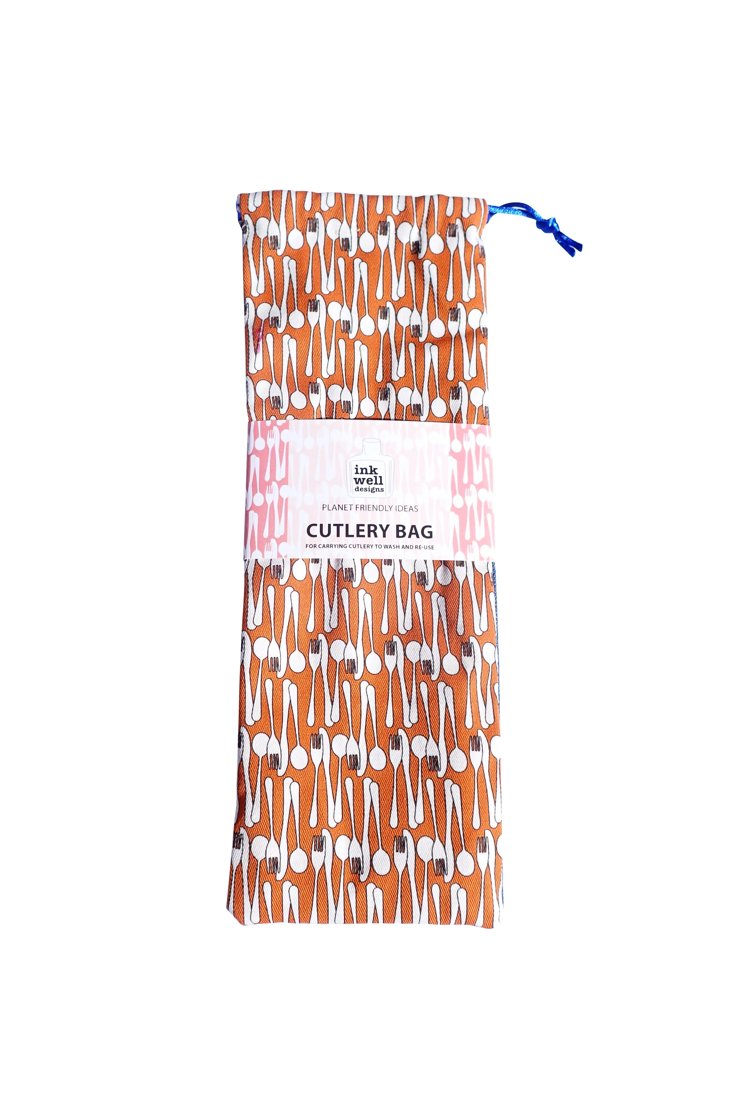 Tangerine Orange zero waste cutlery bag